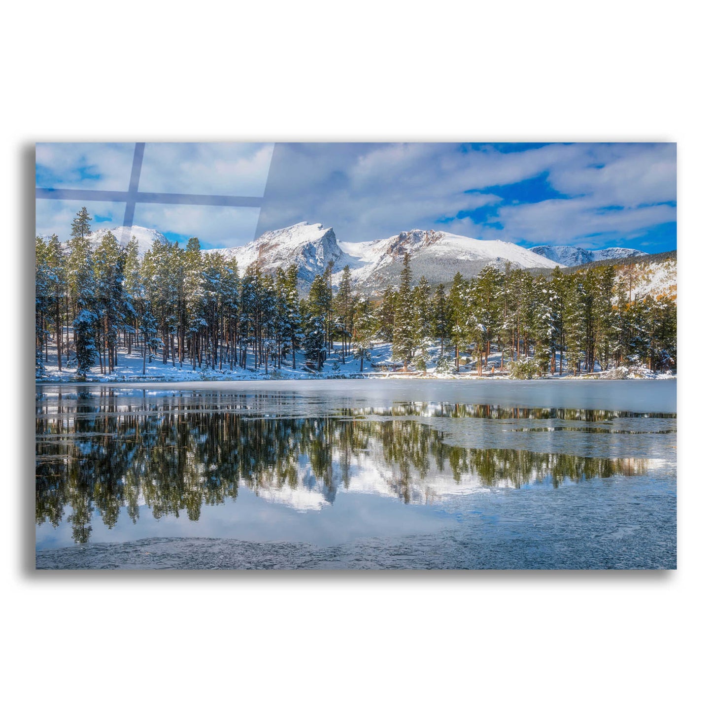 Epic Art 'Sprague Lake First Freeze - Rocky Mountain National Park' by Darren White, Acrylic Glass Wall Art,24x16