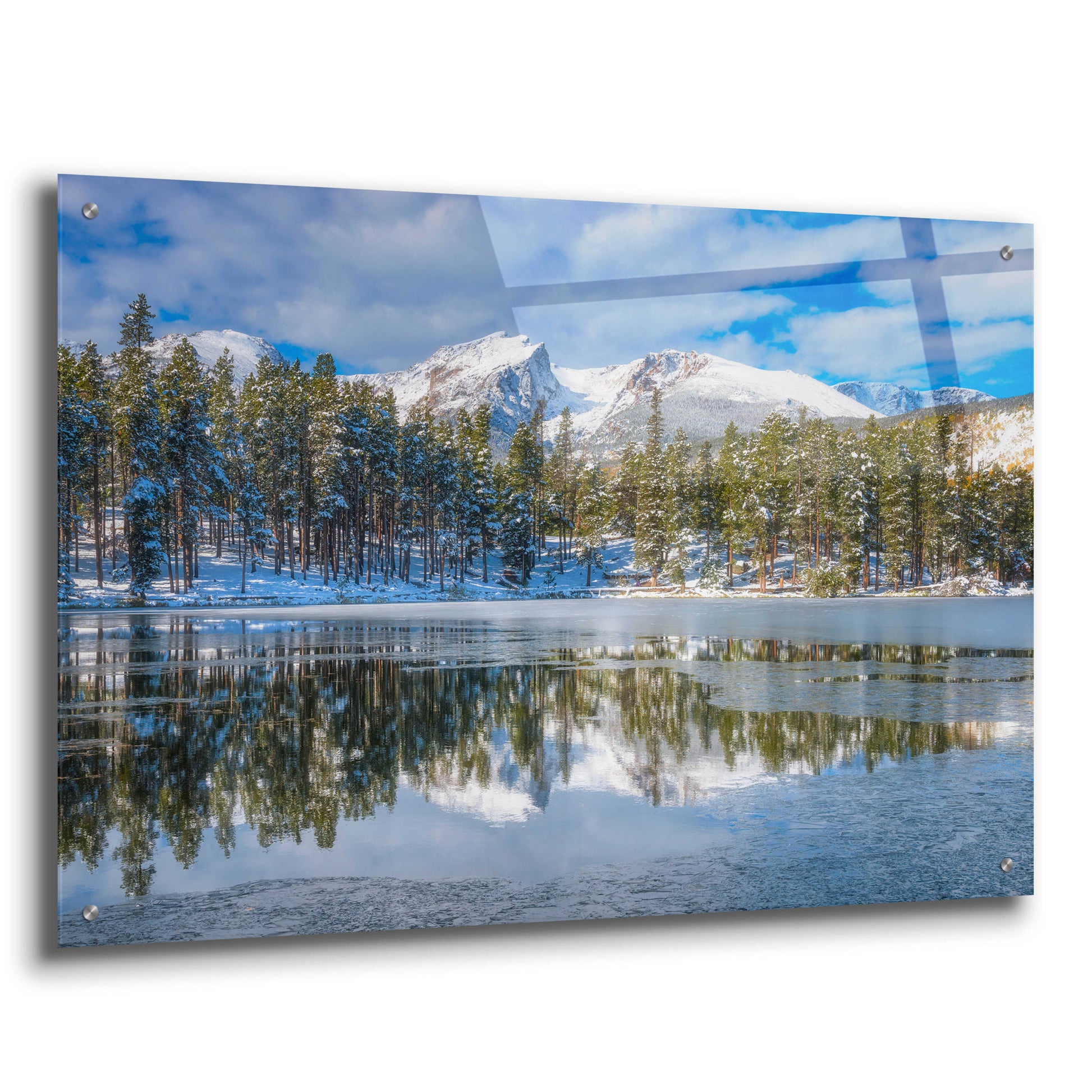 Epic Art 'Sprague Lake First Freeze - Rocky Mountain National Park' by Darren White, Acrylic Glass Wall Art,36x24