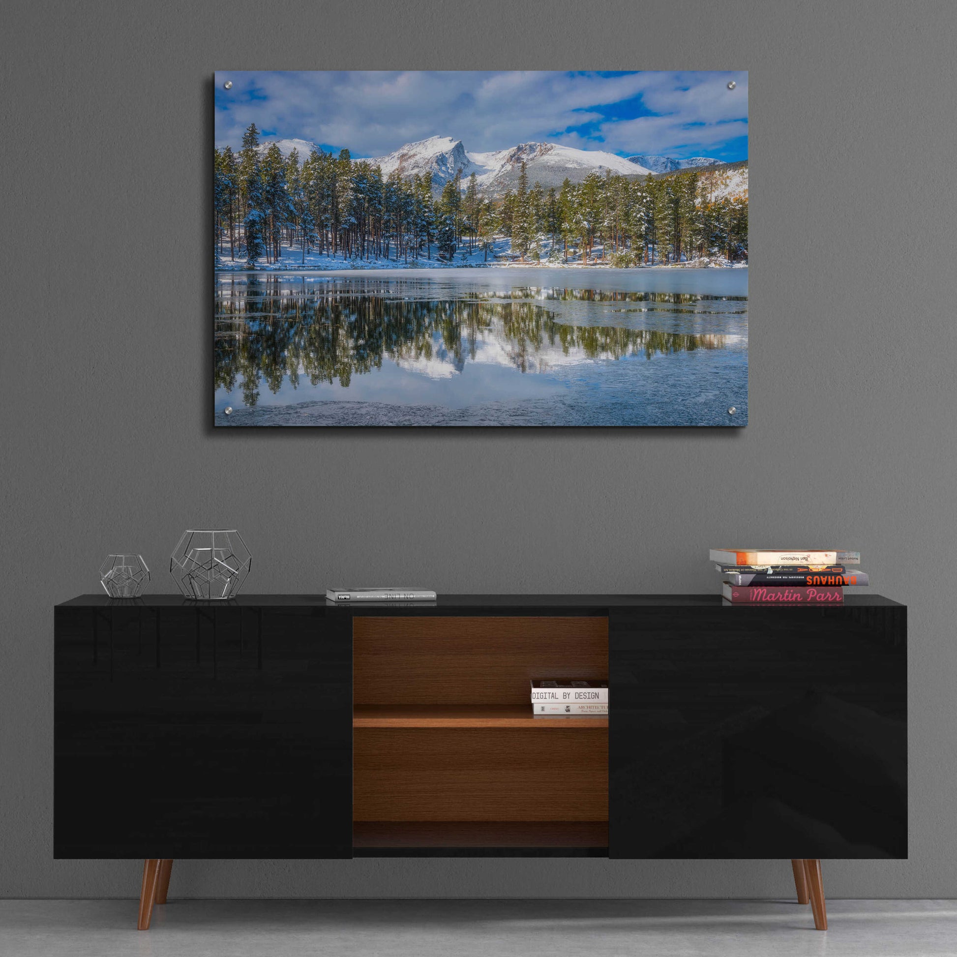 Epic Art 'Sprague Lake First Freeze - Rocky Mountain National Park' by Darren White, Acrylic Glass Wall Art,36x24