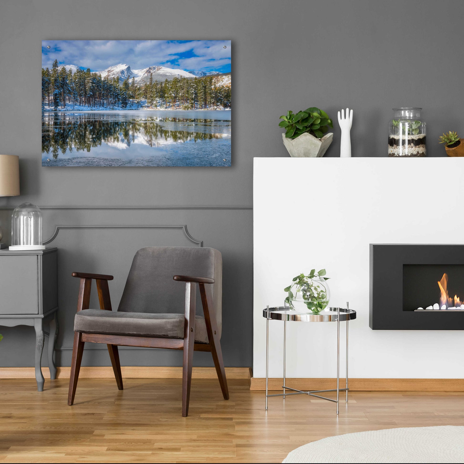 Epic Art 'Sprague Lake First Freeze - Rocky Mountain National Park' by Darren White, Acrylic Glass Wall Art,36x24