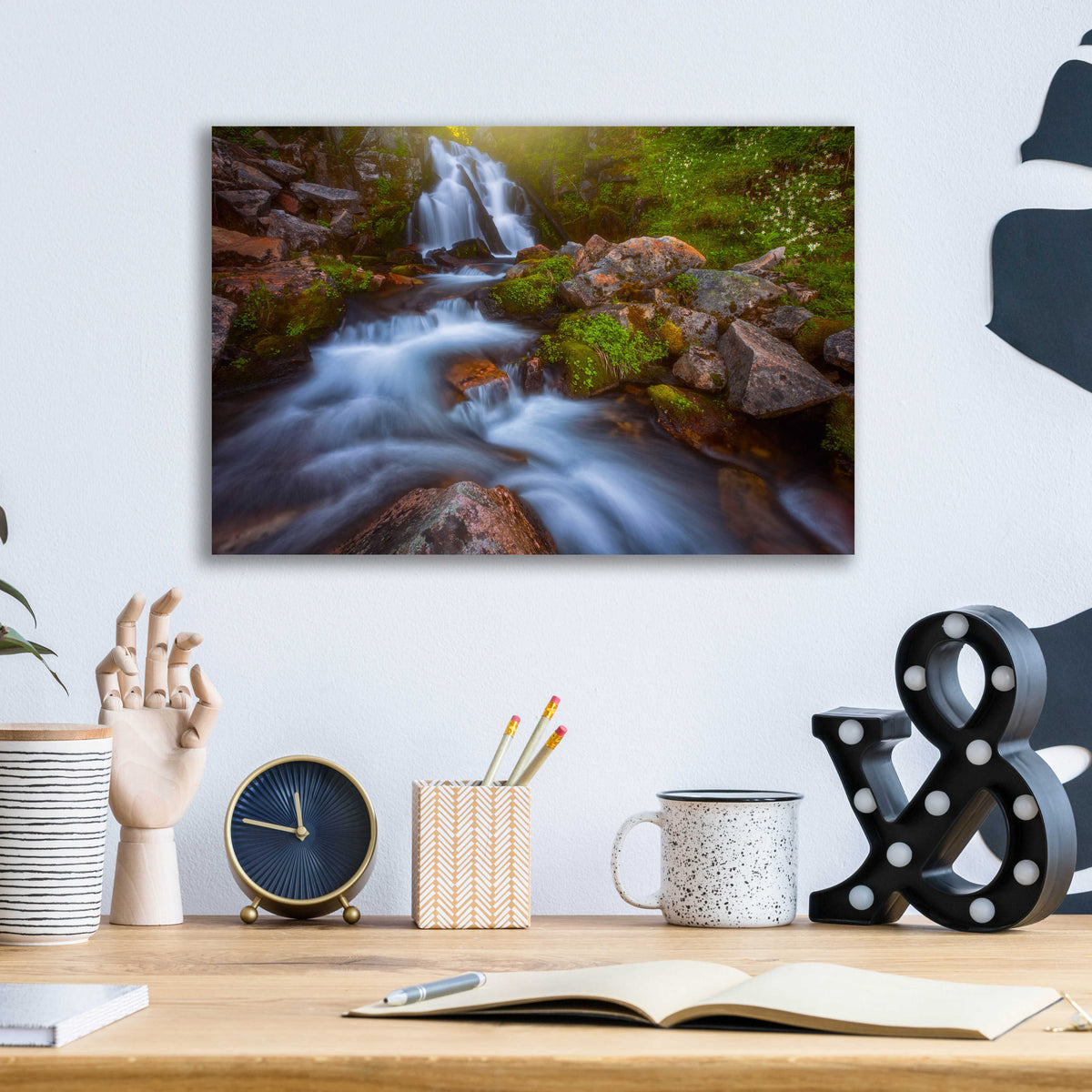 Epic Art 'Sunbeam Falls - Mount Rainier National Park' by Darren White, Acrylic Glass Wall Art,16x12