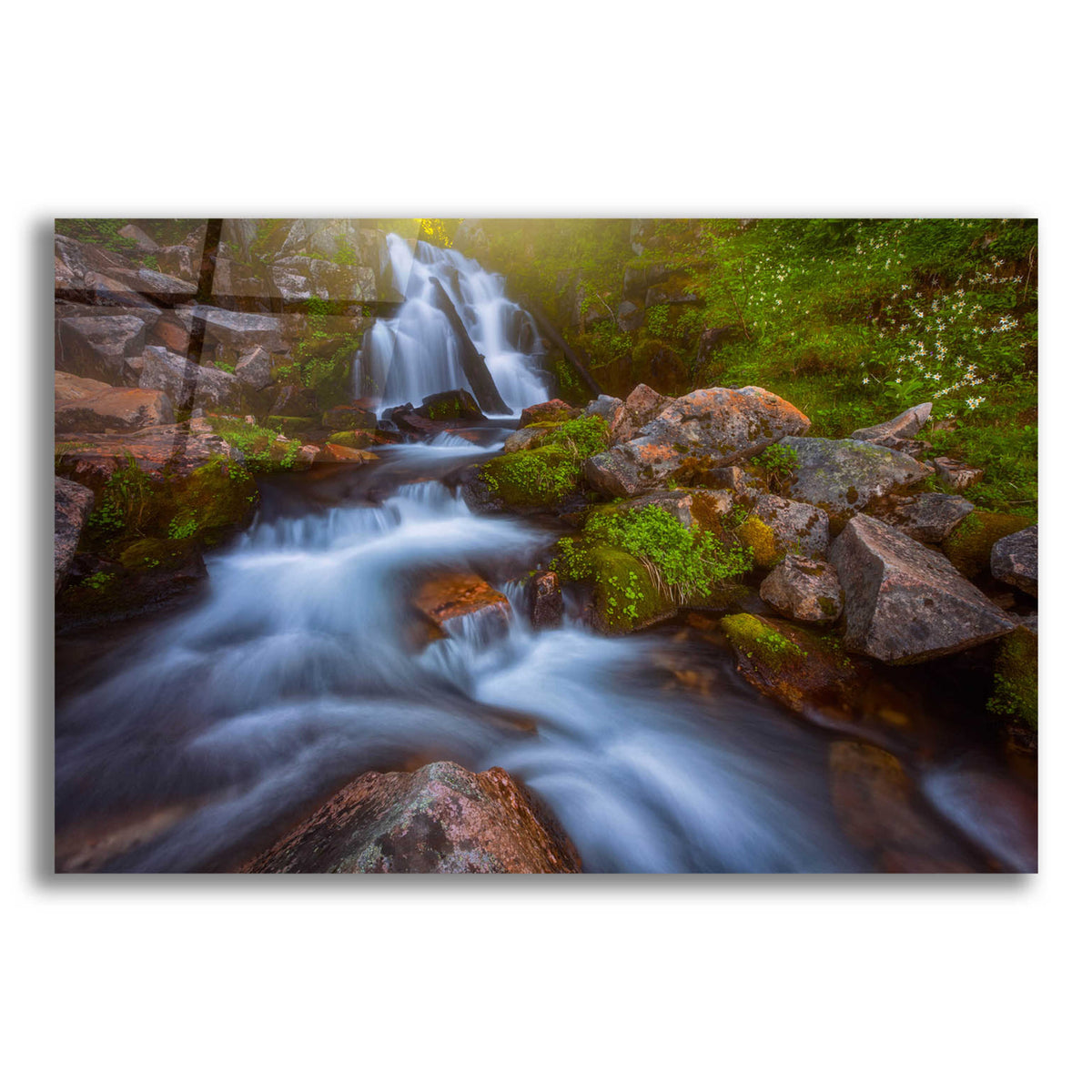 Epic Art 'Sunbeam Falls - Mount Rainier National Park' by Darren White, Acrylic Glass Wall Art