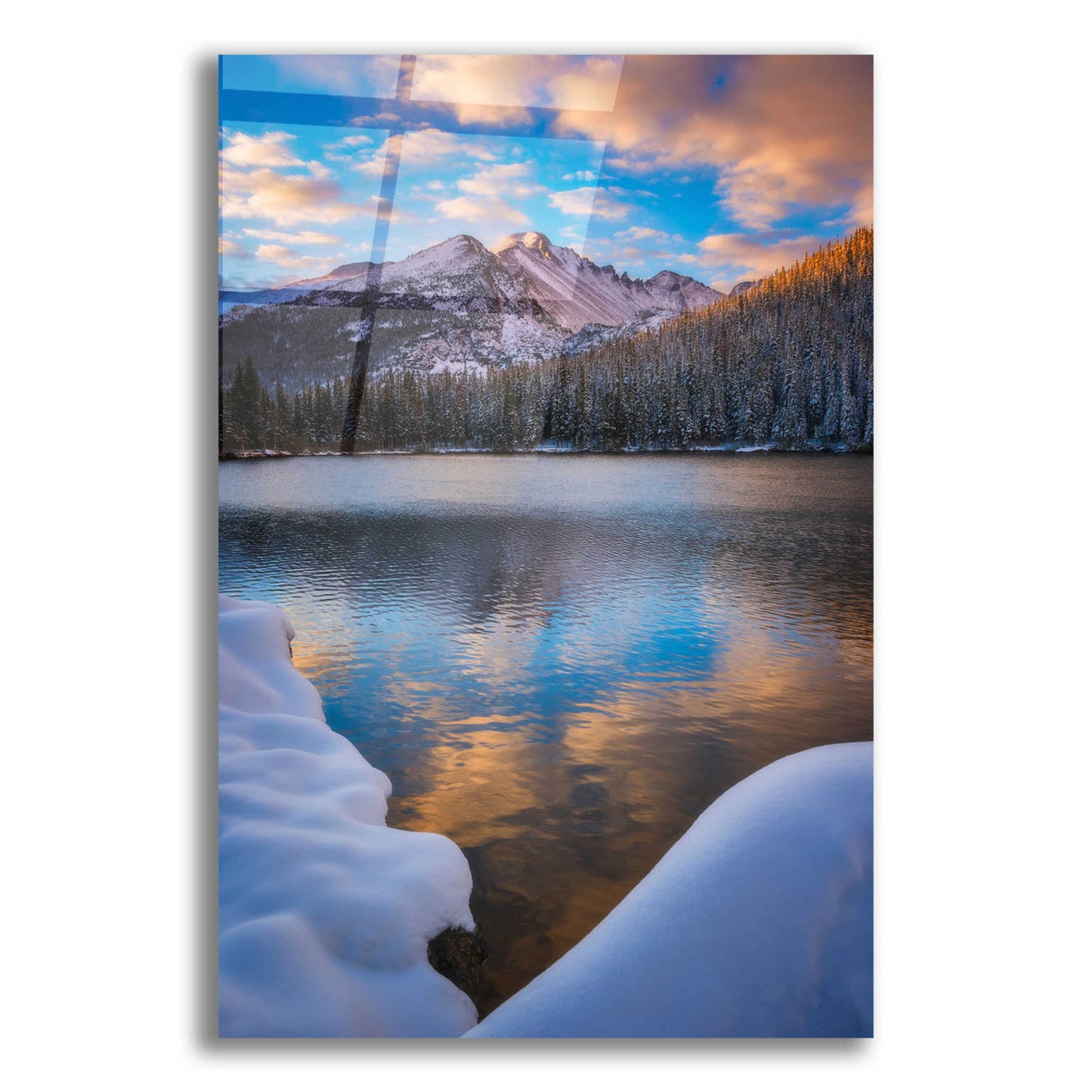 Epic Art 'Sunrise Snow at Bear Lake - Rocky Mountain National Park' by Darren White, Acrylic Glass Wall Art,12x16