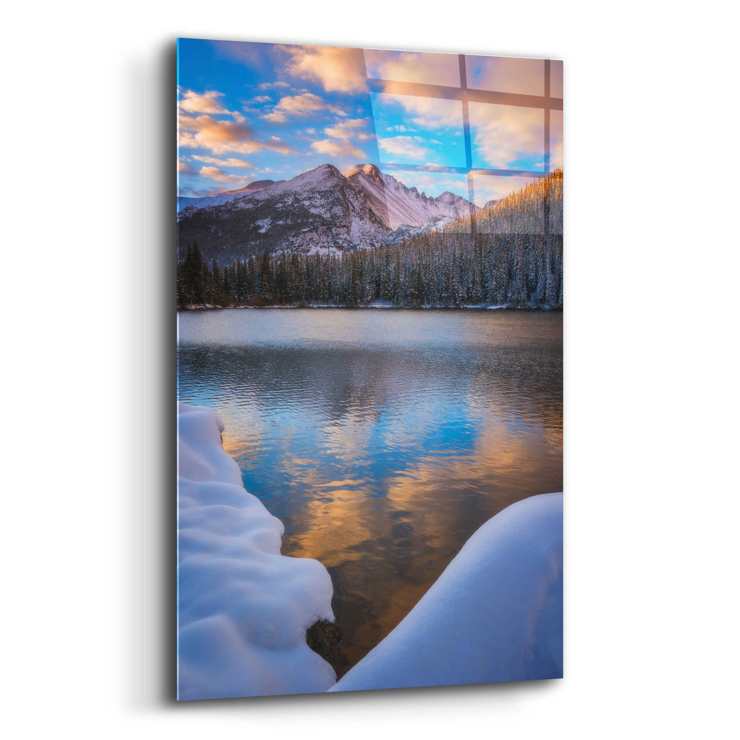 Epic Art 'Sunrise Snow at Bear Lake - Rocky Mountain National Park' by Darren White, Acrylic Glass Wall Art,16x24