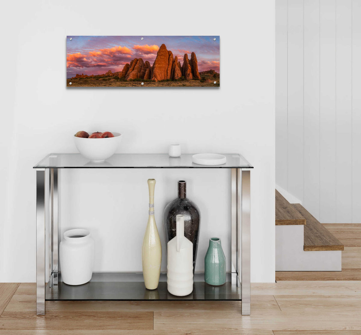 Epic Art 'Sunset at the Fins - Arches National Park' by Darren White, Acrylic Glass Wall Art,36x12