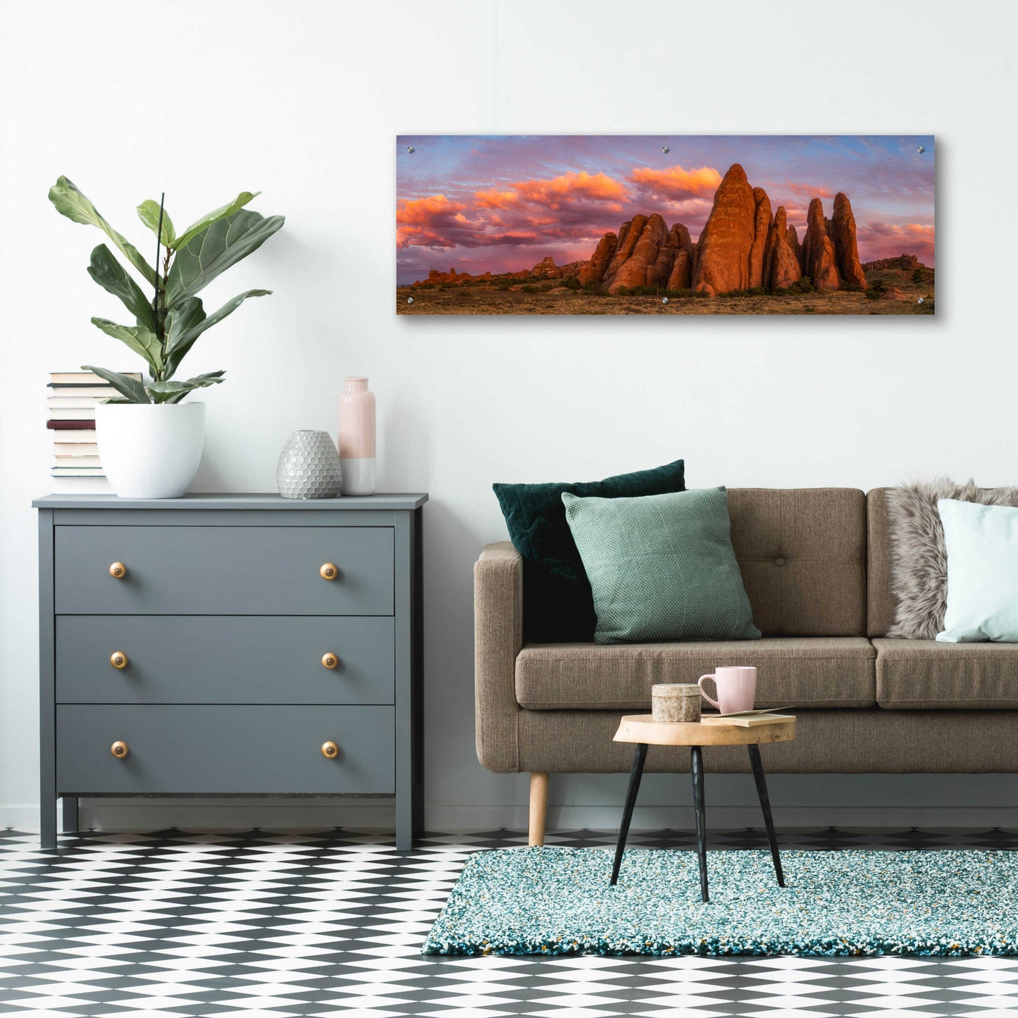 Epic Art 'Sunset at the Fins - Arches National Park' by Darren White, Acrylic Glass Wall Art,48x16