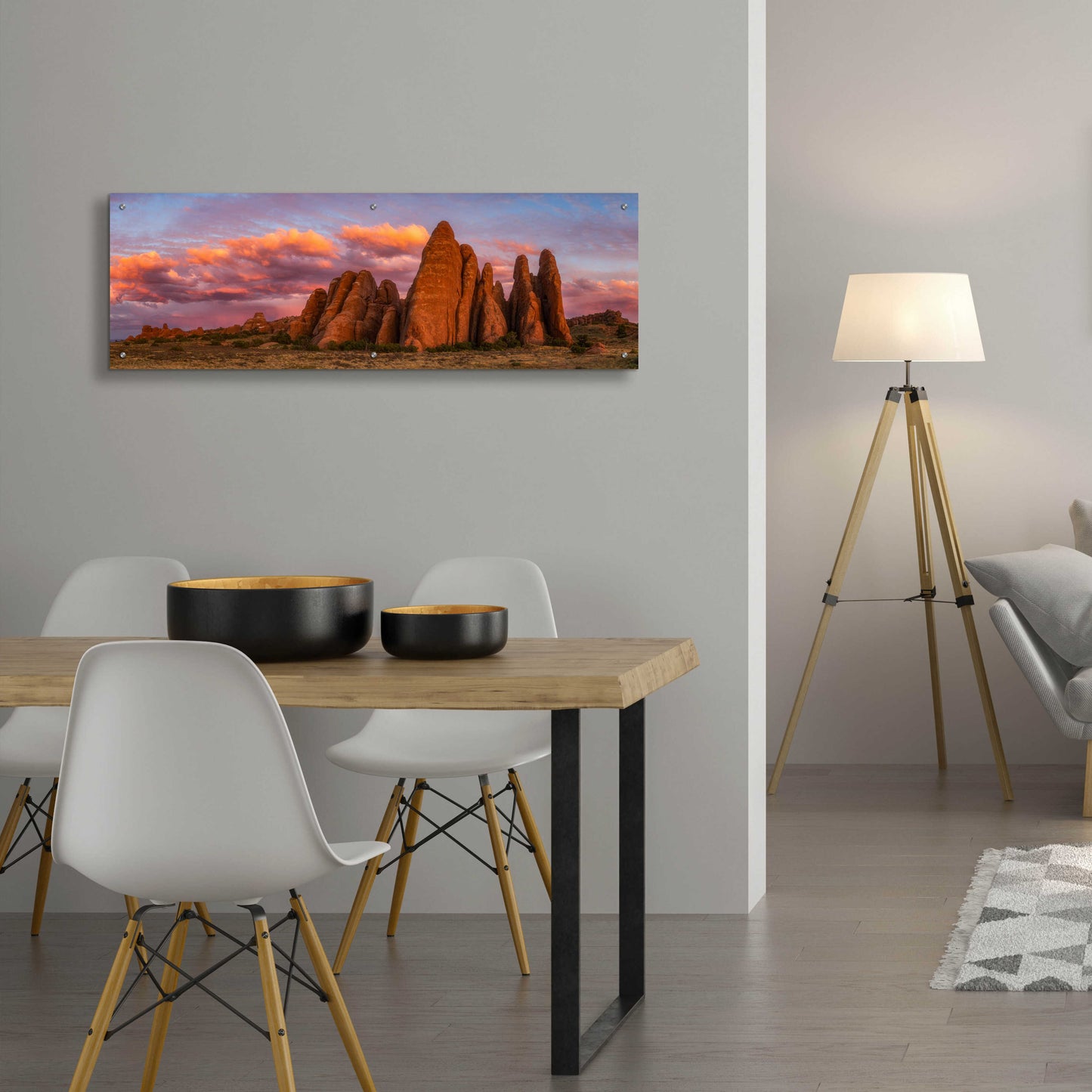 Epic Art 'Sunset at the Fins - Arches National Park' by Darren White, Acrylic Glass Wall Art,48x16