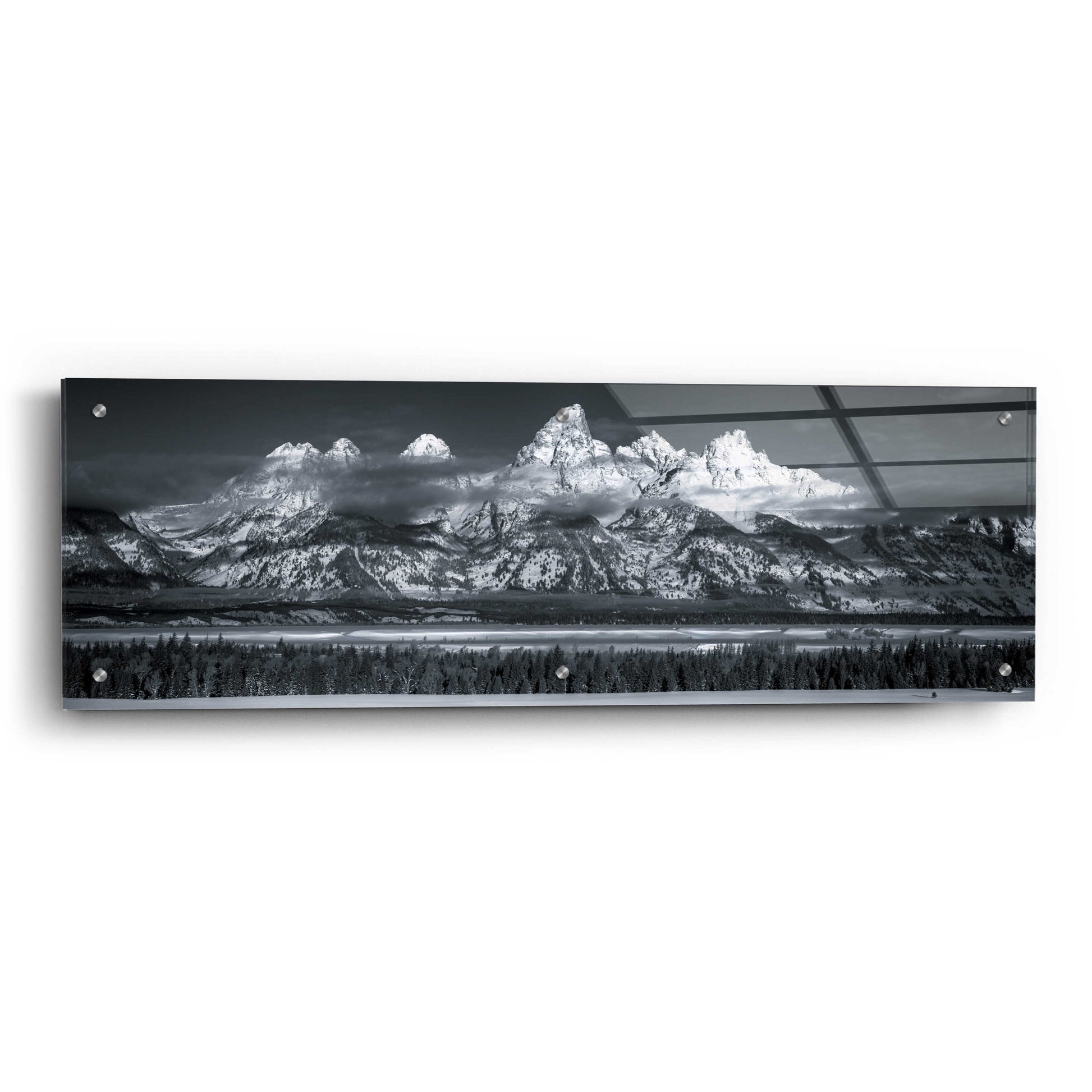 Epic Art 'Teton Pano Above Clouds - Grand Teton National Park' by Darren White, Acrylic Glass Wall Art,36x12