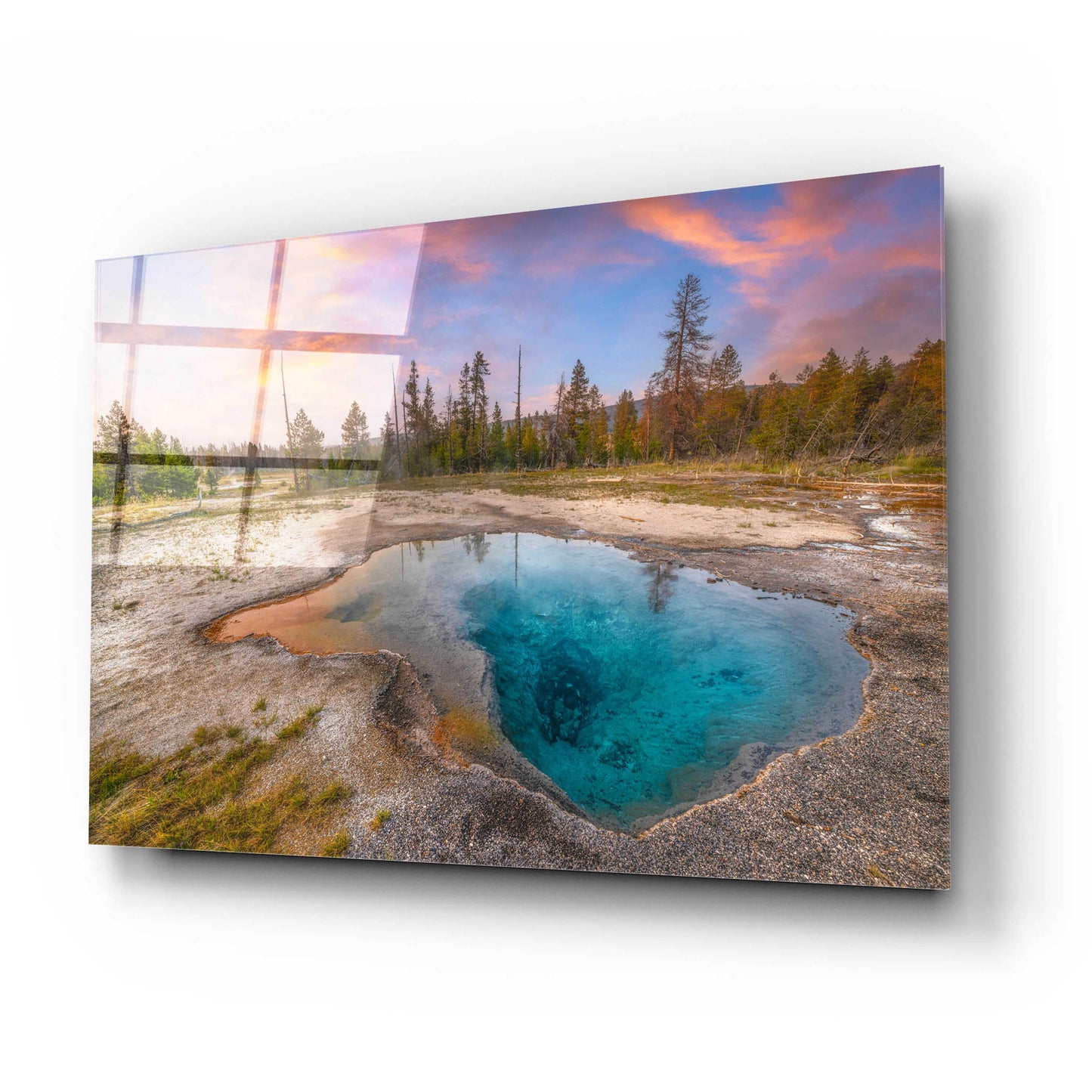 Epic Art 'Thermal Sunset - Yellowstone National Park' by Darren White, Acrylic Glass Wall Art,24x16