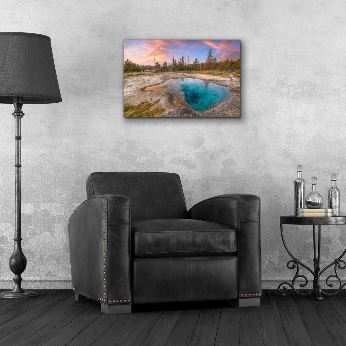 Epic Art 'Thermal Sunset - Yellowstone National Park' by Darren White, Acrylic Glass Wall Art,24x16