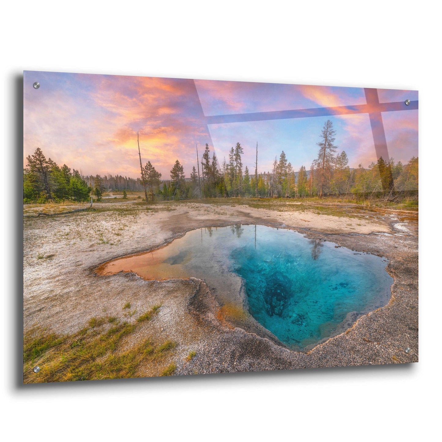 Epic Art 'Thermal Sunset - Yellowstone National Park' by Darren White, Acrylic Glass Wall Art,36x24