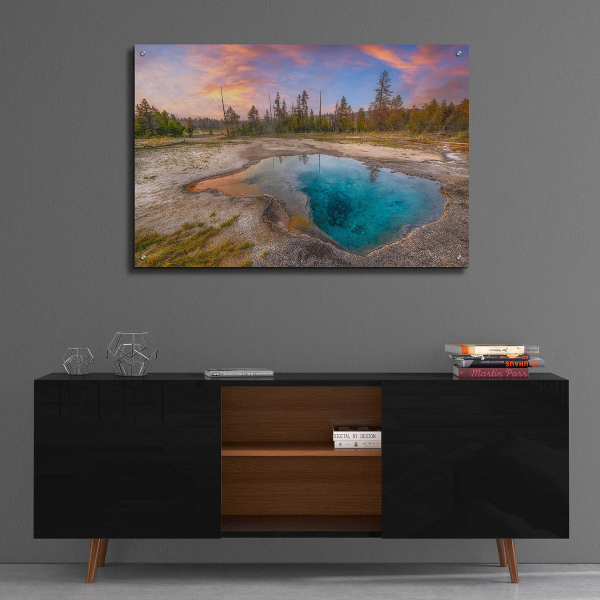 Epic Art 'Thermal Sunset - Yellowstone National Park' by Darren White, Acrylic Glass Wall Art,36x24