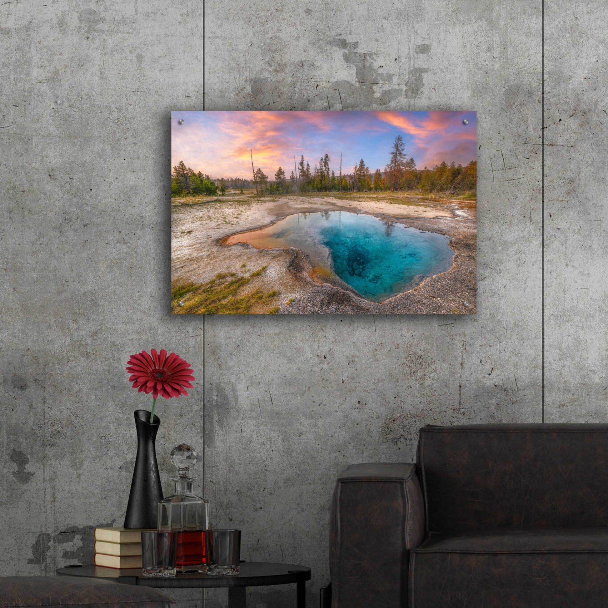 Epic Art 'Thermal Sunset - Yellowstone National Park' by Darren White, Acrylic Glass Wall Art,36x24