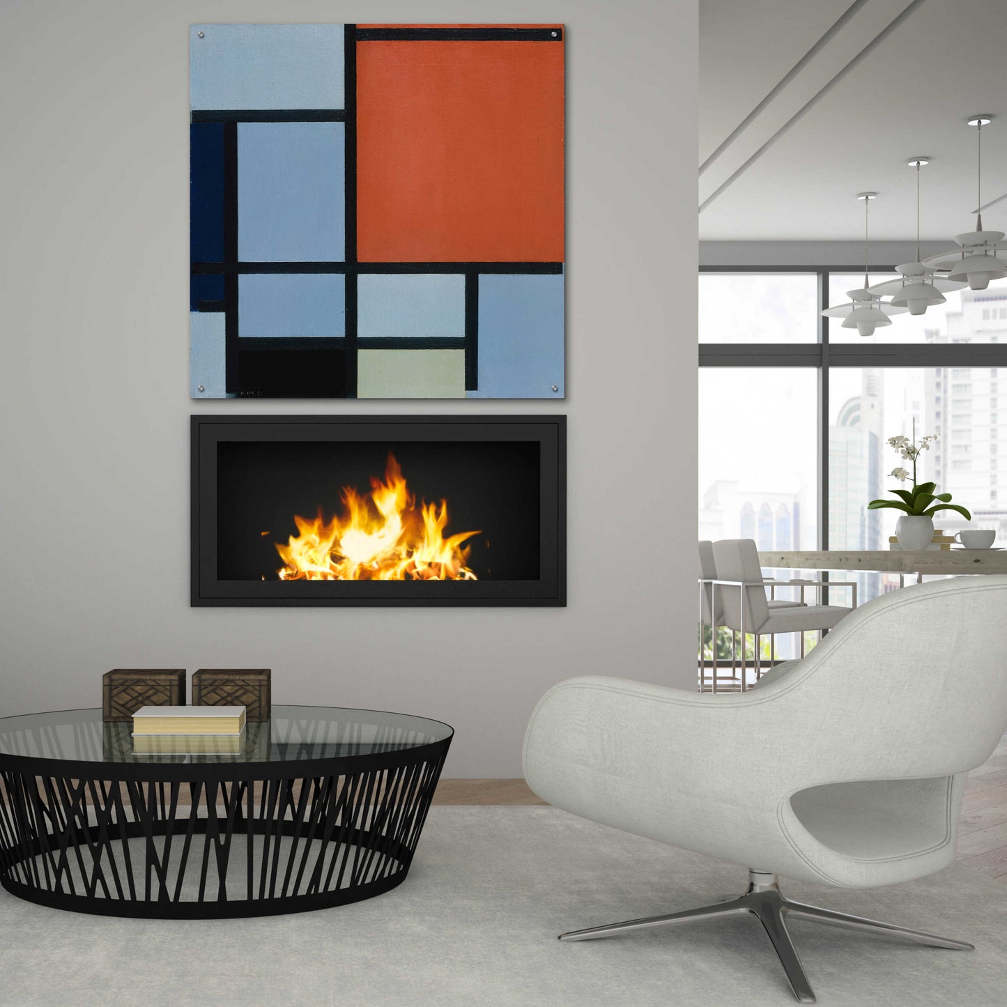 Epic Art 'Composition 1921' by Piet Mondrian, Acrylic Glass Wall Art,36x36