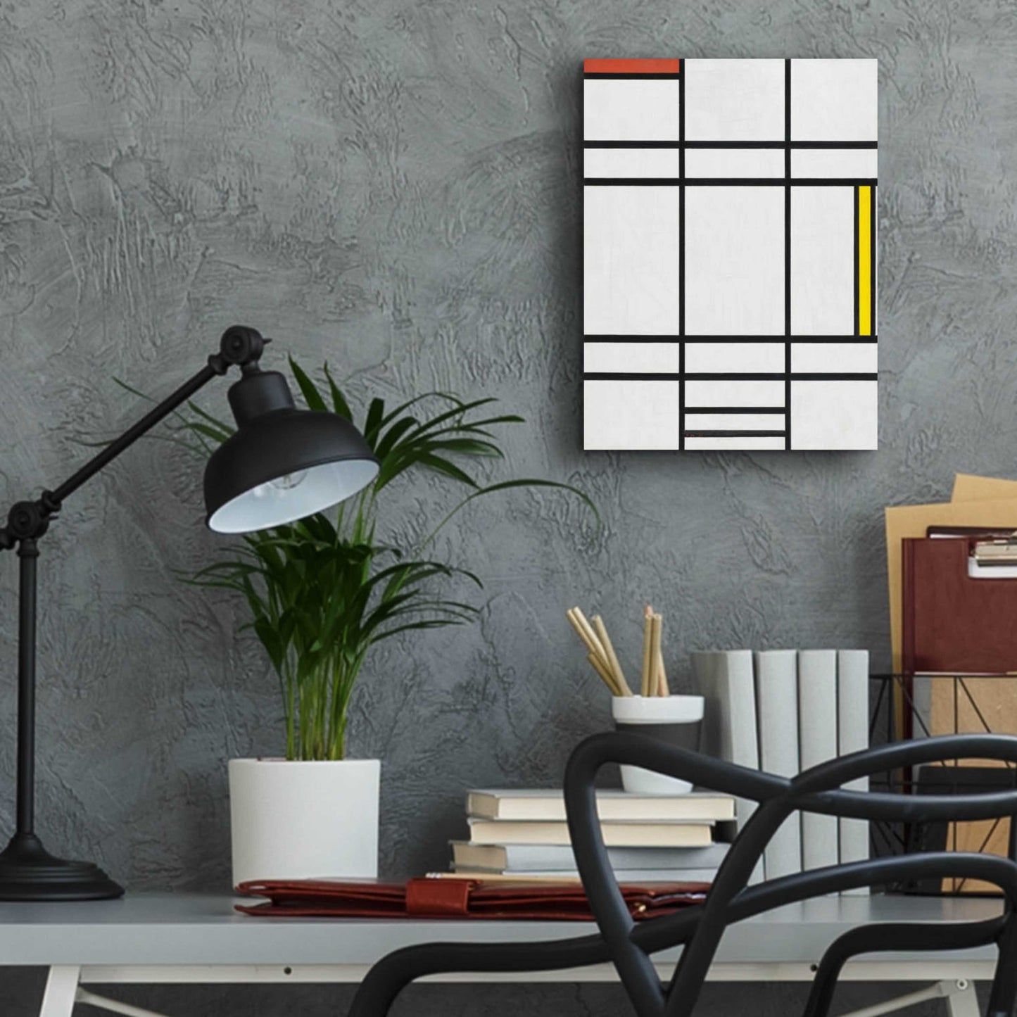 Epic Art 'Composition in White, Red, and Yellow, 1936' by Piet Mondrian, Acrylic Glass Wall Art,12x16