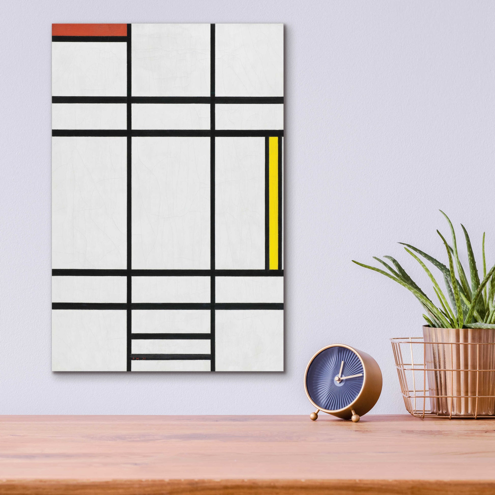 Epic Art 'Composition in White, Red, and Yellow, 1936' by Piet Mondrian, Acrylic Glass Wall Art,12x16