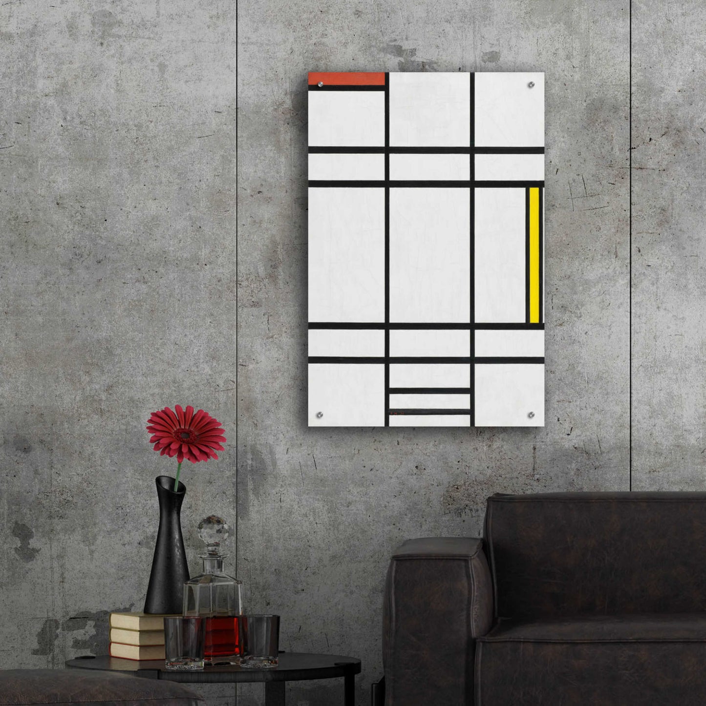 Epic Art 'Composition in White, Red, and Yellow, 1936' by Piet Mondrian, Acrylic Glass Wall Art,24x36