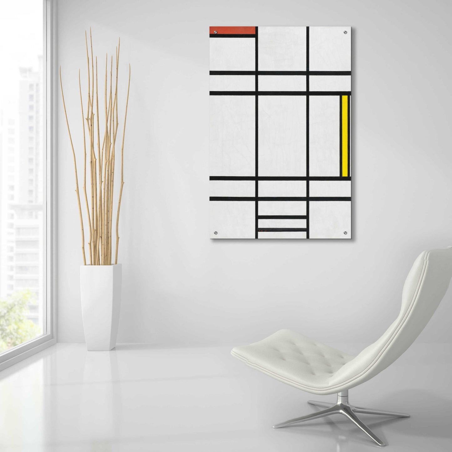 Epic Art 'Composition in White, Red, and Yellow, 1936' by Piet Mondrian, Acrylic Glass Wall Art,24x36