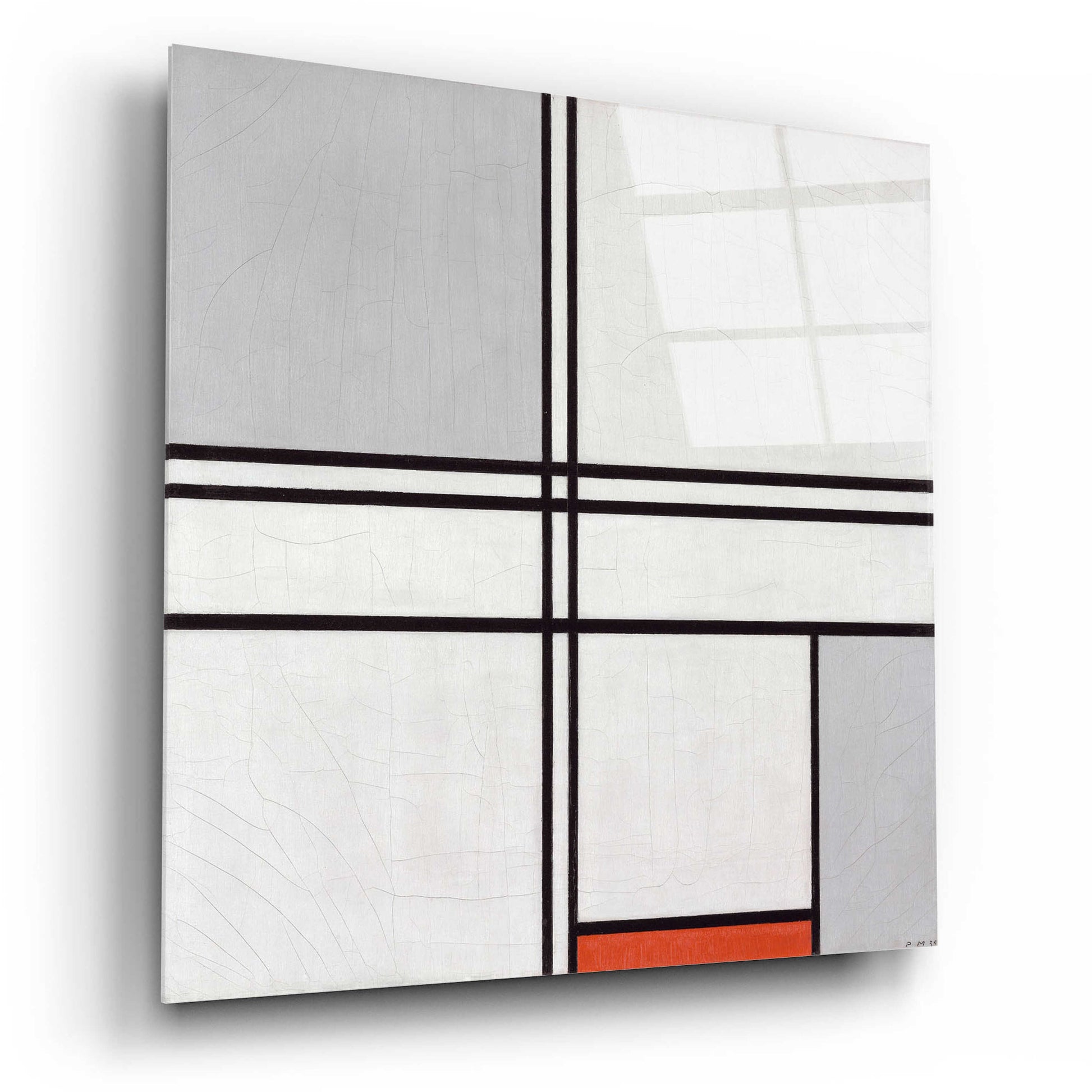 Epic Art 'Composition No. 1 Gray and Red, 1935' by Piet Mondrian, Acrylic Glass Wall Art,12x12