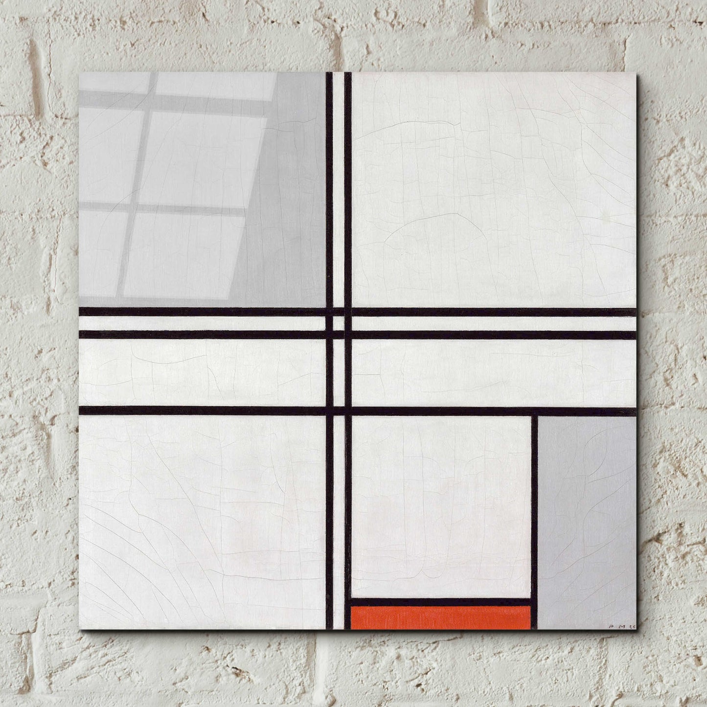 Epic Art 'Composition No. 1 Gray and Red, 1935' by Piet Mondrian, Acrylic Glass Wall Art,12x12