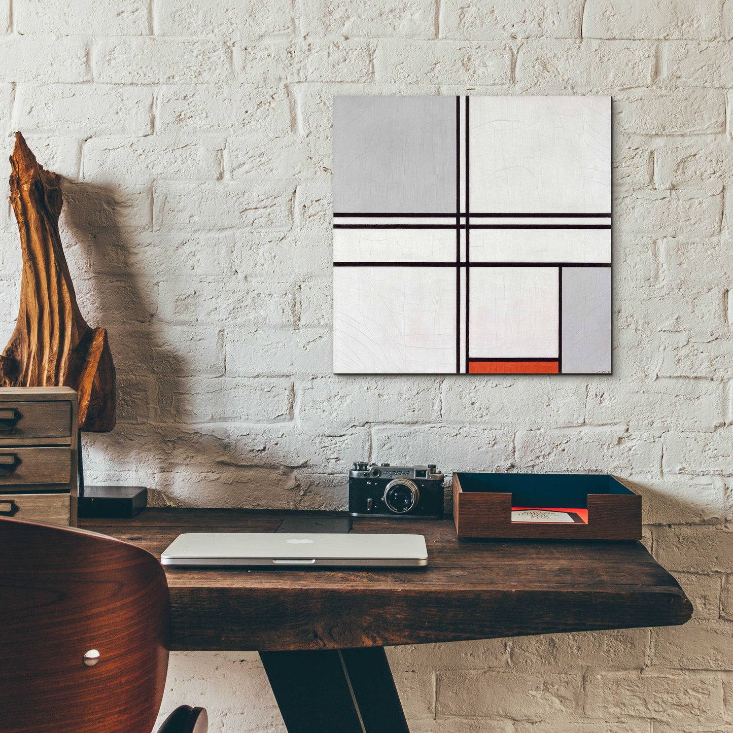 Epic Art 'Composition No. 1 Gray and Red, 1935' by Piet Mondrian, Acrylic Glass Wall Art,12x12