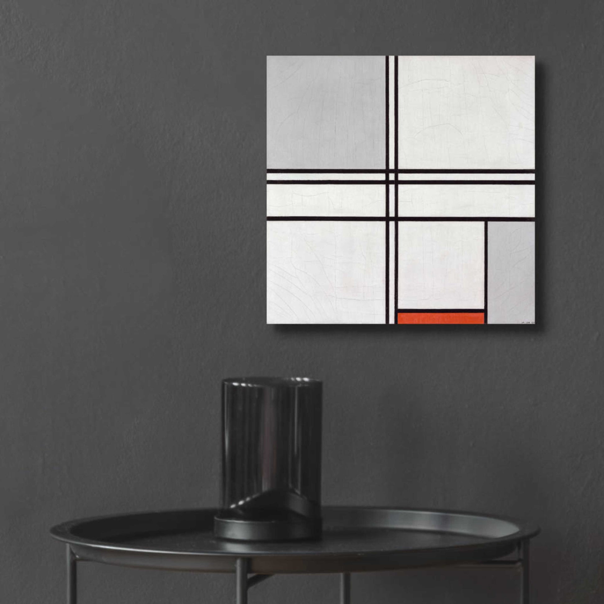 Epic Art 'Composition No. 1 Gray and Red, 1935' by Piet Mondrian, Acrylic Glass Wall Art,12x12