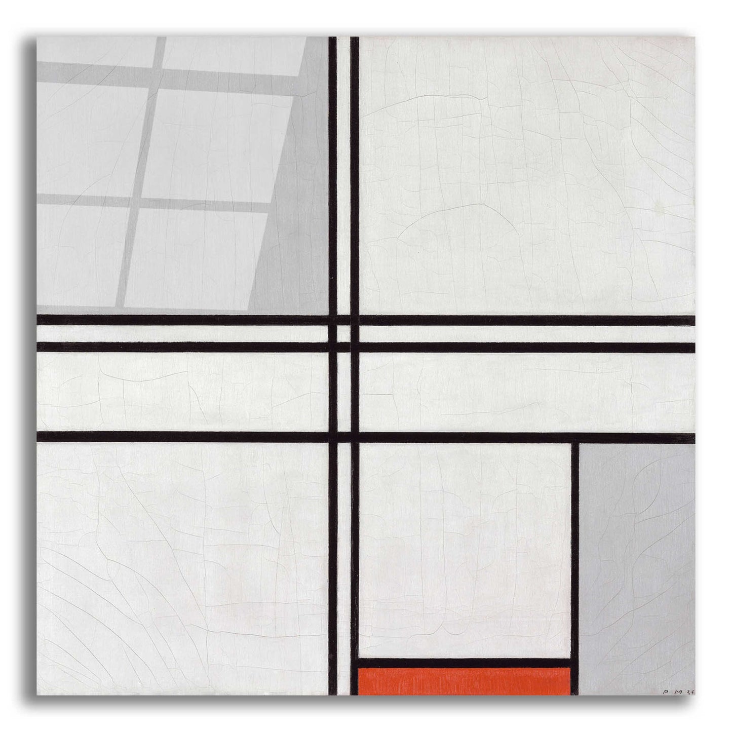 Epic Art 'Composition No. 1 Gray and Red, 1935' by Piet Mondrian, Acrylic Glass Wall Art,12x12