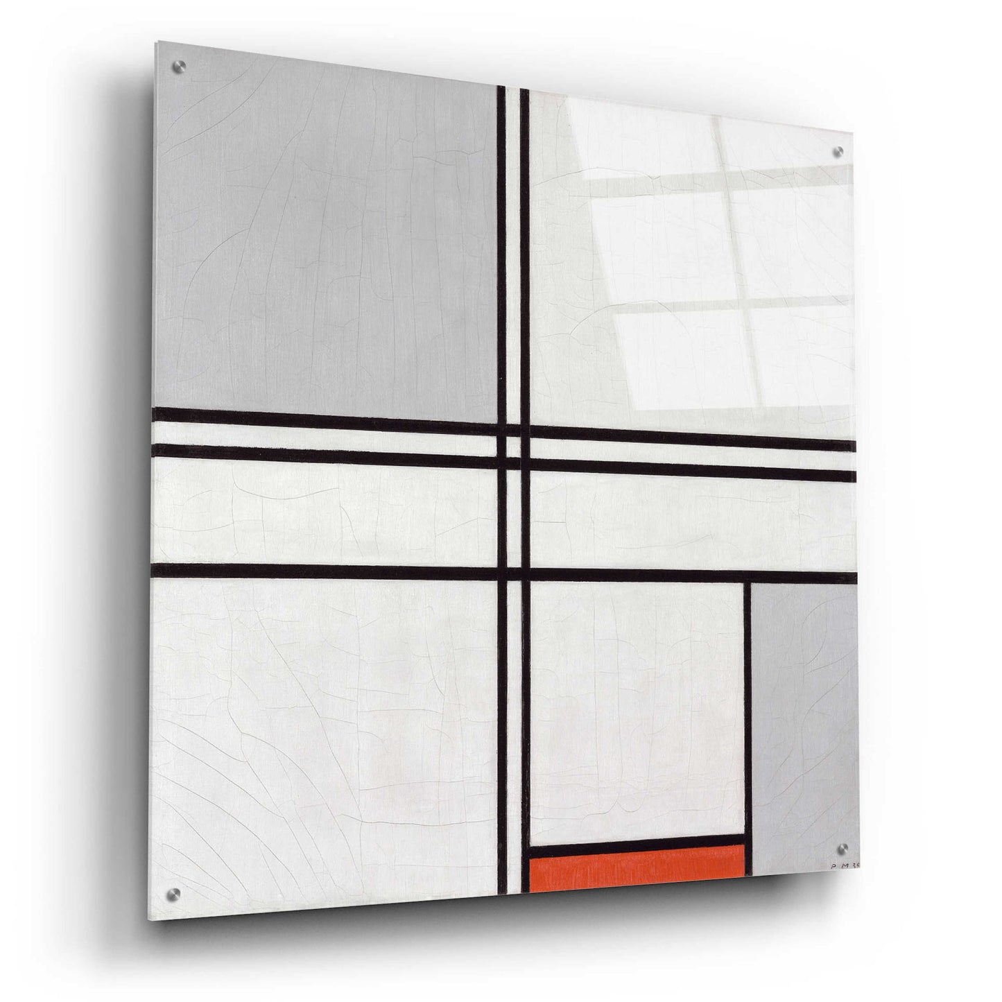 Epic Art 'Composition No. 1 Gray and Red, 1935' by Piet Mondrian, Acrylic Glass Wall Art,36x36