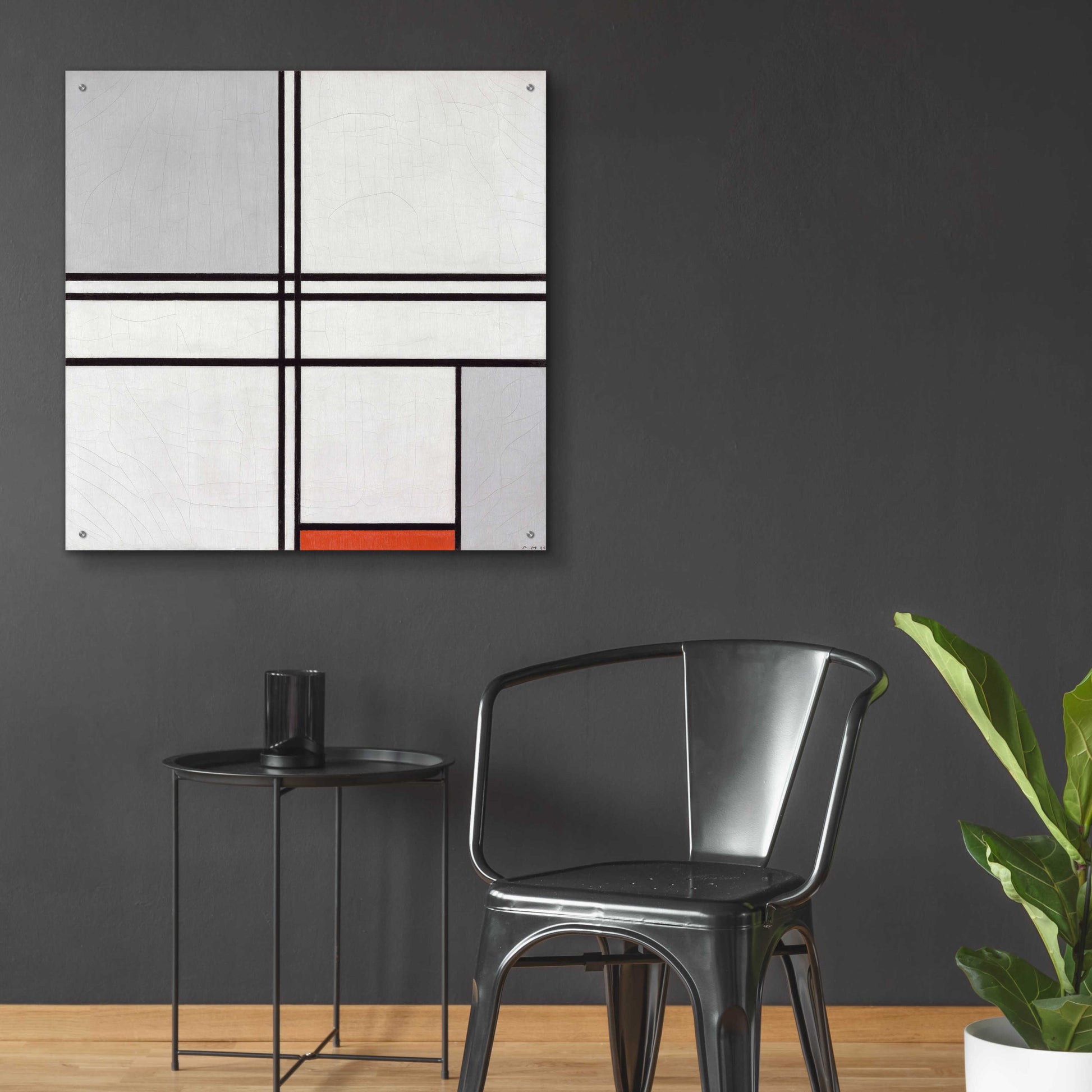 Epic Art 'Composition No. 1 Gray and Red, 1935' by Piet Mondrian, Acrylic Glass Wall Art,36x36