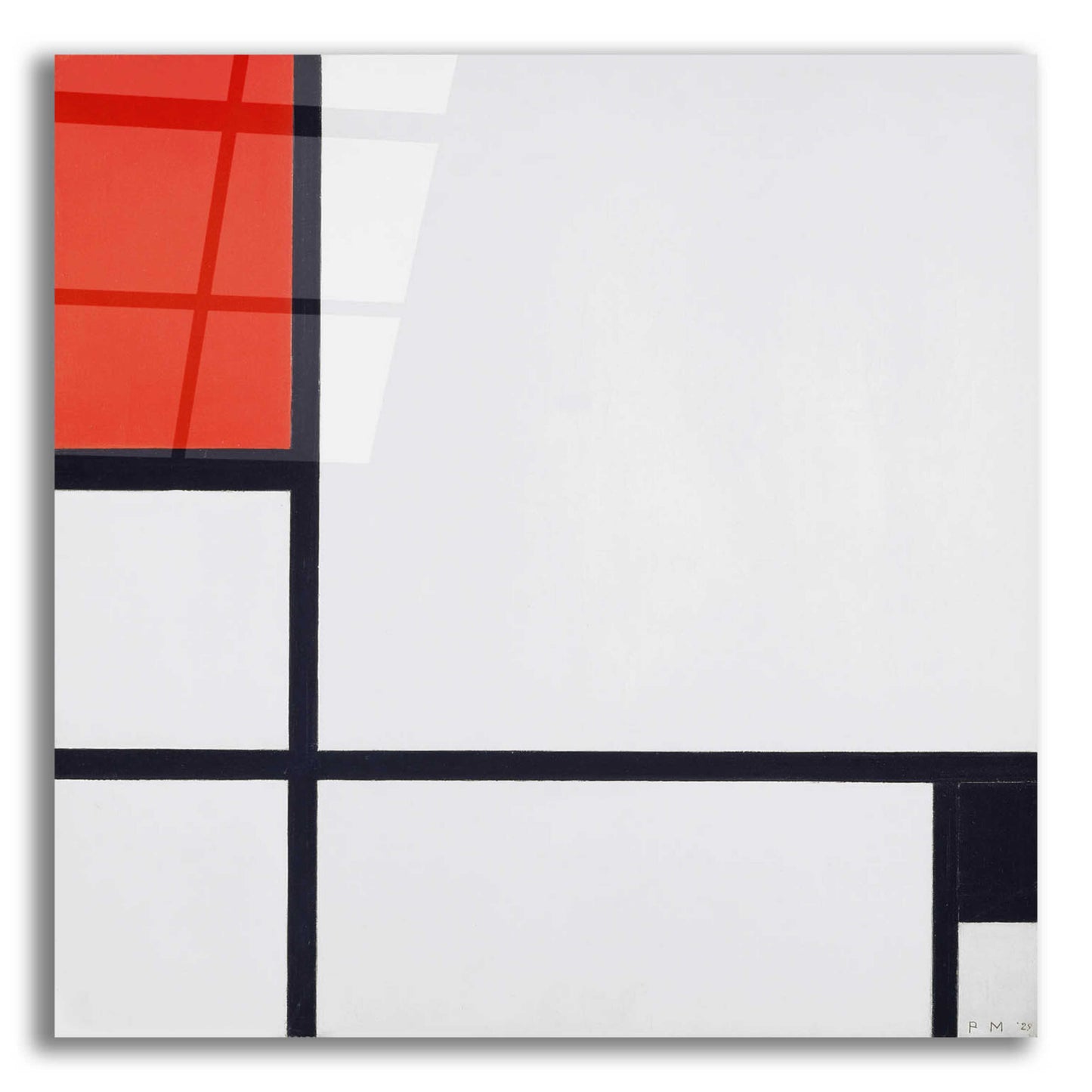 Epic Art 'Composition No. I, with Red and Black, 1929' by Piet Mondrian, Acrylic Glass Wall Art,12x12