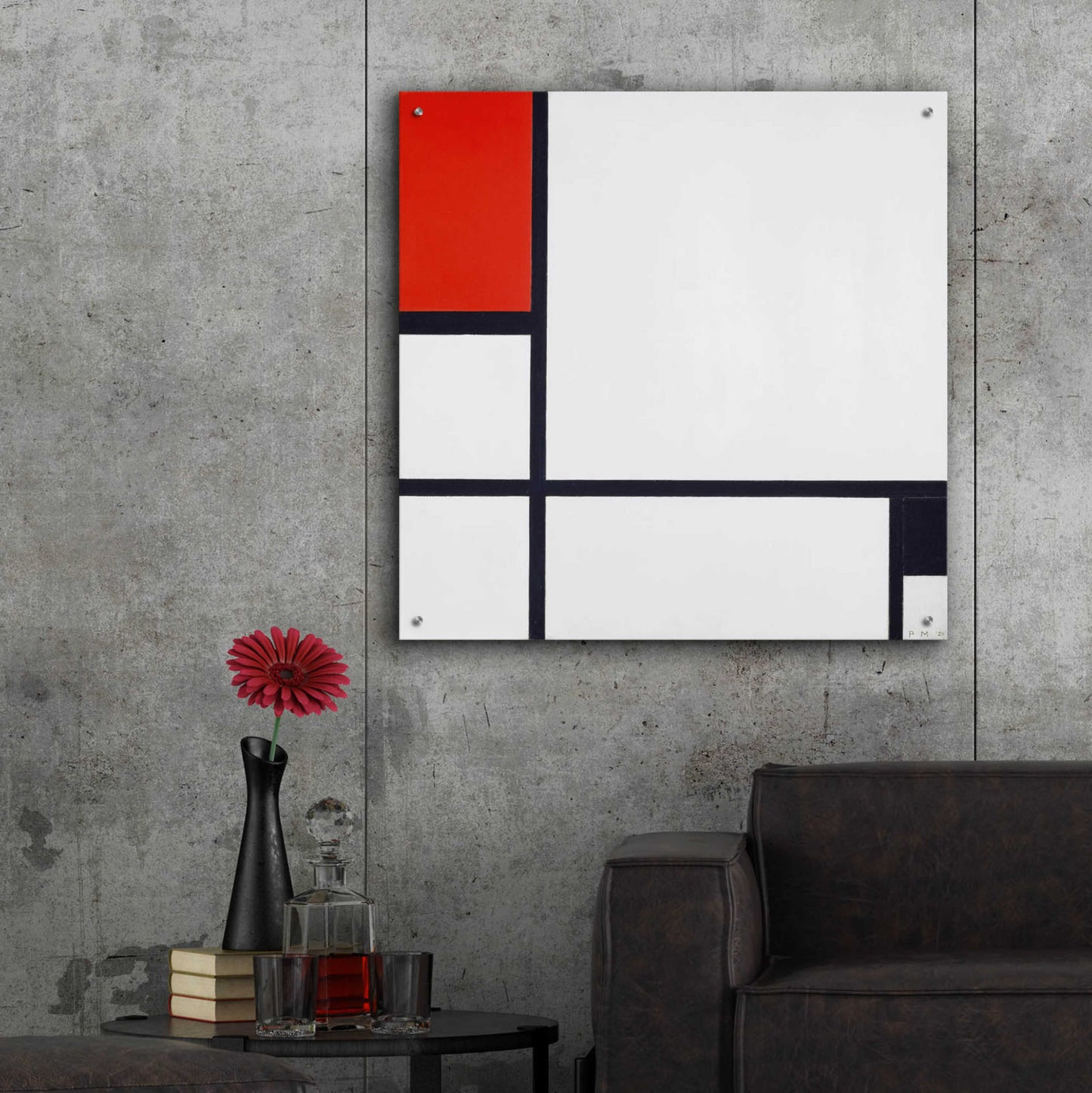 Epic Art 'Composition No. I, with Red and Black, 1929' by Piet Mondrian, Acrylic Glass Wall Art,36x36