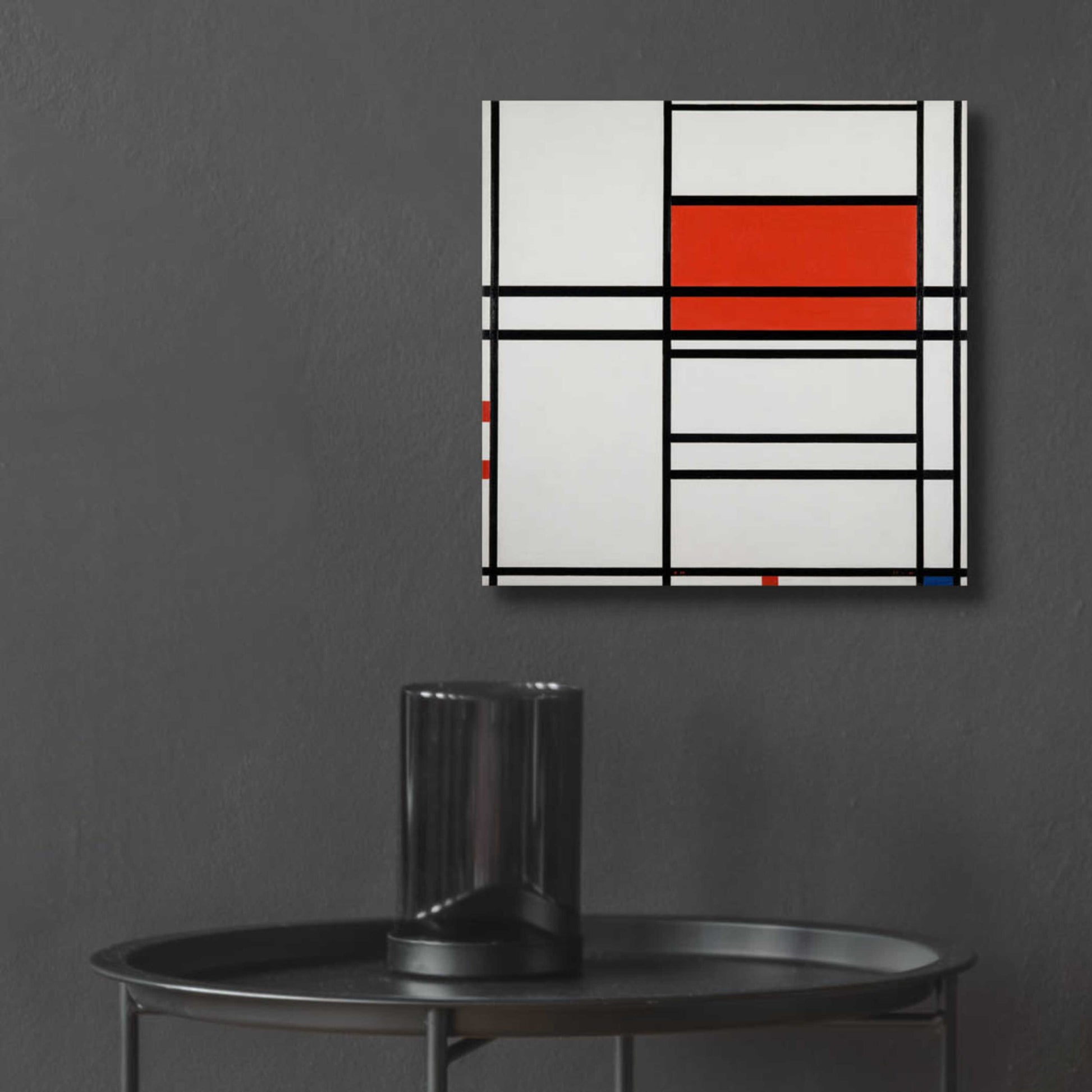 Epic Art 'Composition of Red and White; No. 1, Composition No. 4 with Red and Blue, 1938–42' by Piet Mondrian, Acrylic Glass Wall Art,12x12