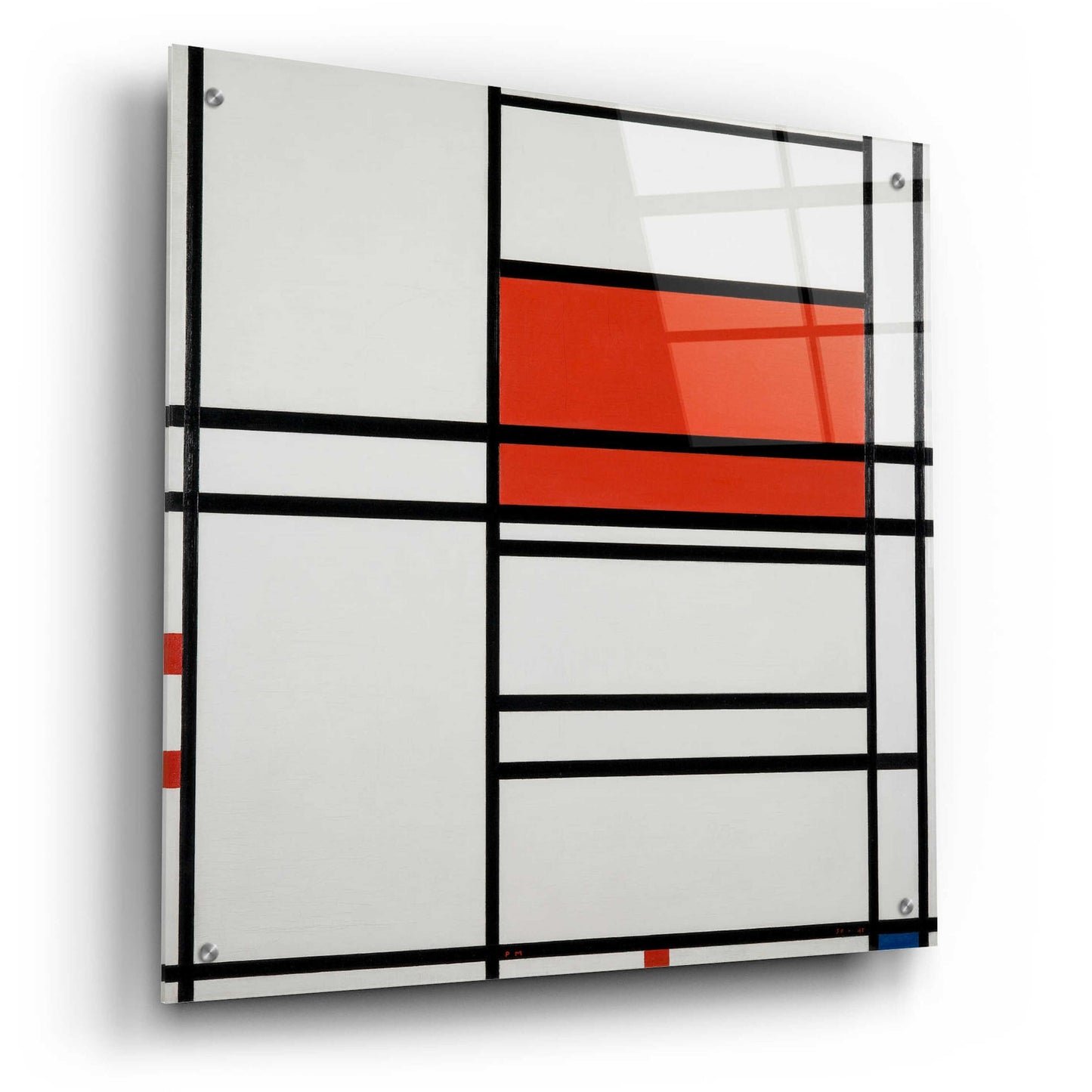 Epic Art 'Composition of Red and White; No. 1, Composition No. 4 with Red and Blue, 1938–42' by Piet Mondrian, Acrylic Glass Wall Art,24x24