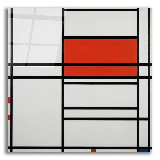 Epic Art 'Composition of Red and White; No. 1, Composition No. 4 with Red and Blue, 1938–42' by Piet Mondrian, Acrylic Glass Wall Art