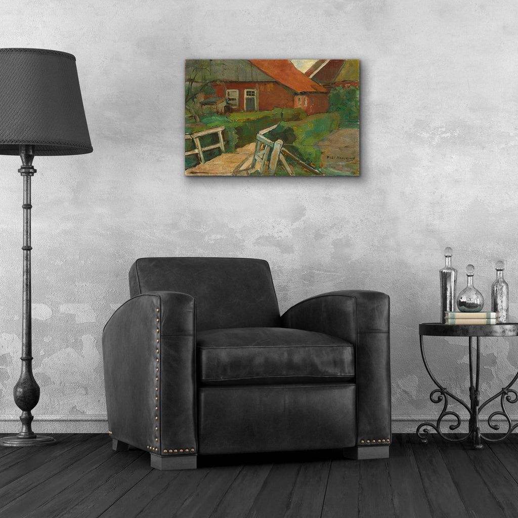 Epic Art 'Farm Building With Bridge, 1899' by Piet Mondrian, Acrylic Glass Wall Art,24x16