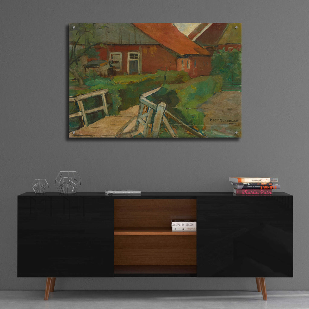 Epic Art 'Farm Building With Bridge, 1899' by Piet Mondrian, Acrylic Glass Wall Art,36x24