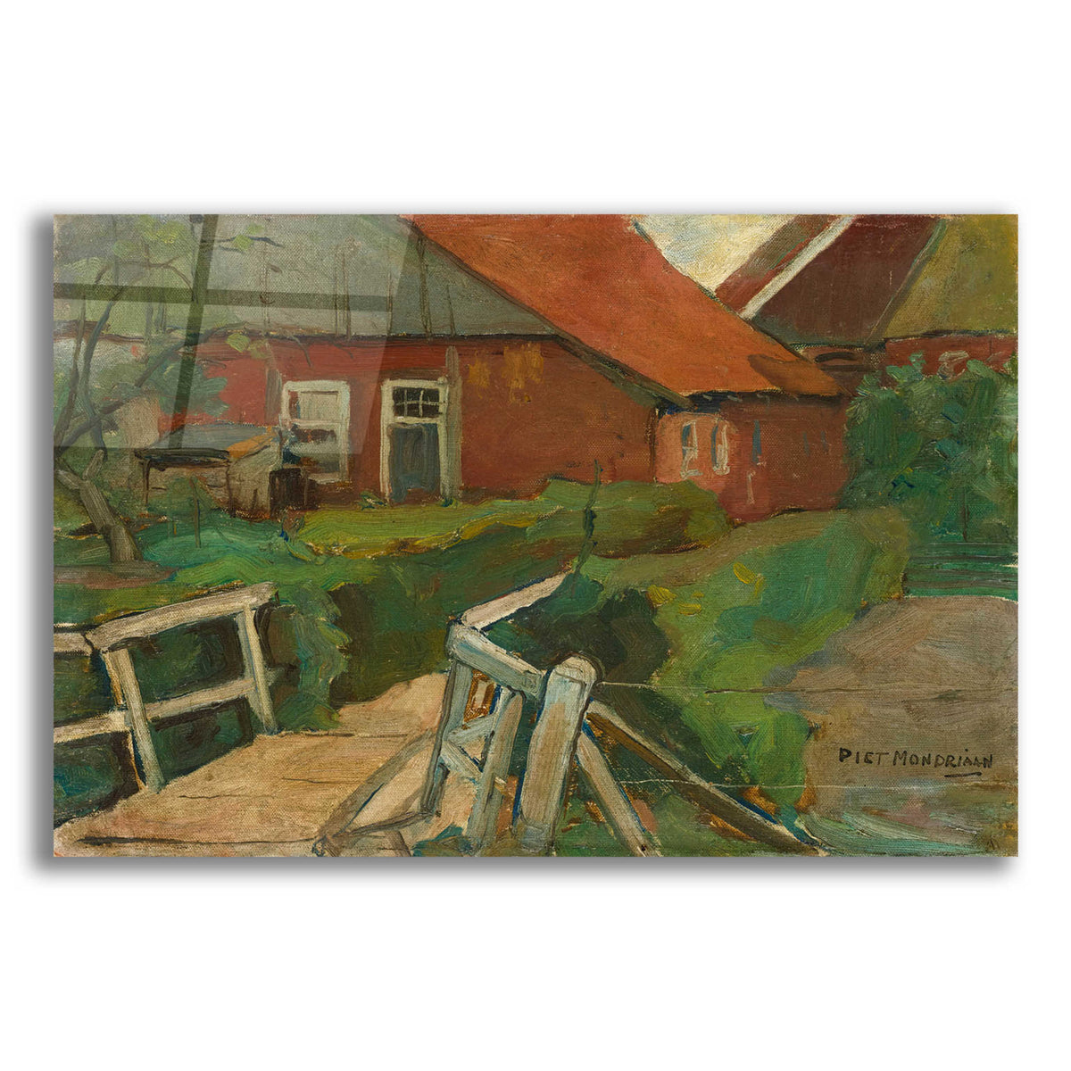 Epic Art 'Farm Building With Bridge, 1899' by Piet Mondrian, Acrylic Glass Wall Art