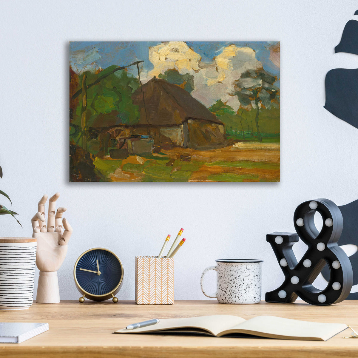Epic Art 'Farm Building With Well In Daylight, 1907' by Piet Mondrian, Acrylic Glass Wall Art,16x12