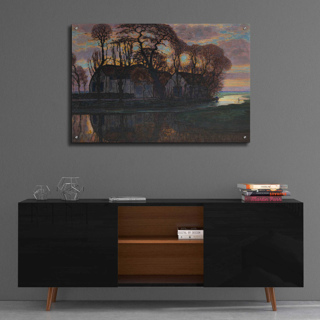 Epic Art 'Farm Near Duivendrecht, in the Evening, 1916' by Piet Mondrian, Acrylic Glass Wall Art,36x24