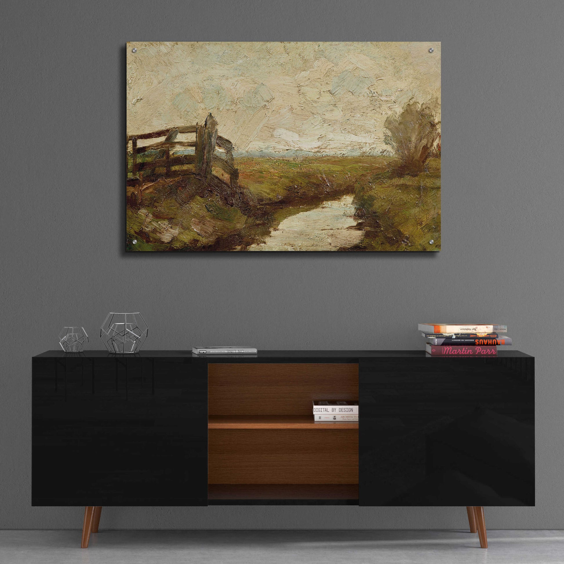 Epic Art 'Irrigation Ditch with Wood Gate at Left, 1894-1895' by Piet Mondrian, Acrylic Glass Wall Art,36x24