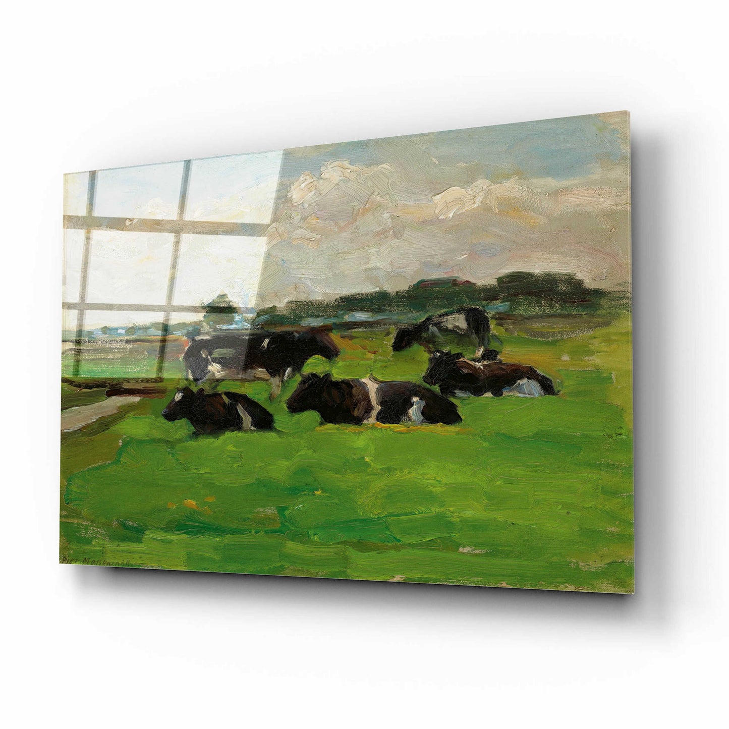 Epic Art 'Landscape With Group Of Five Cows, 1901-02' by Piet Mondrian, Acrylic Glass Wall Art,16x12