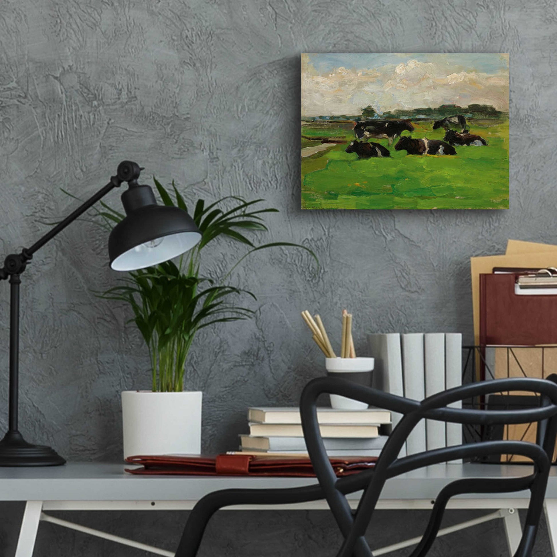 Epic Art 'Landscape With Group Of Five Cows, 1901-02' by Piet Mondrian, Acrylic Glass Wall Art,16x12