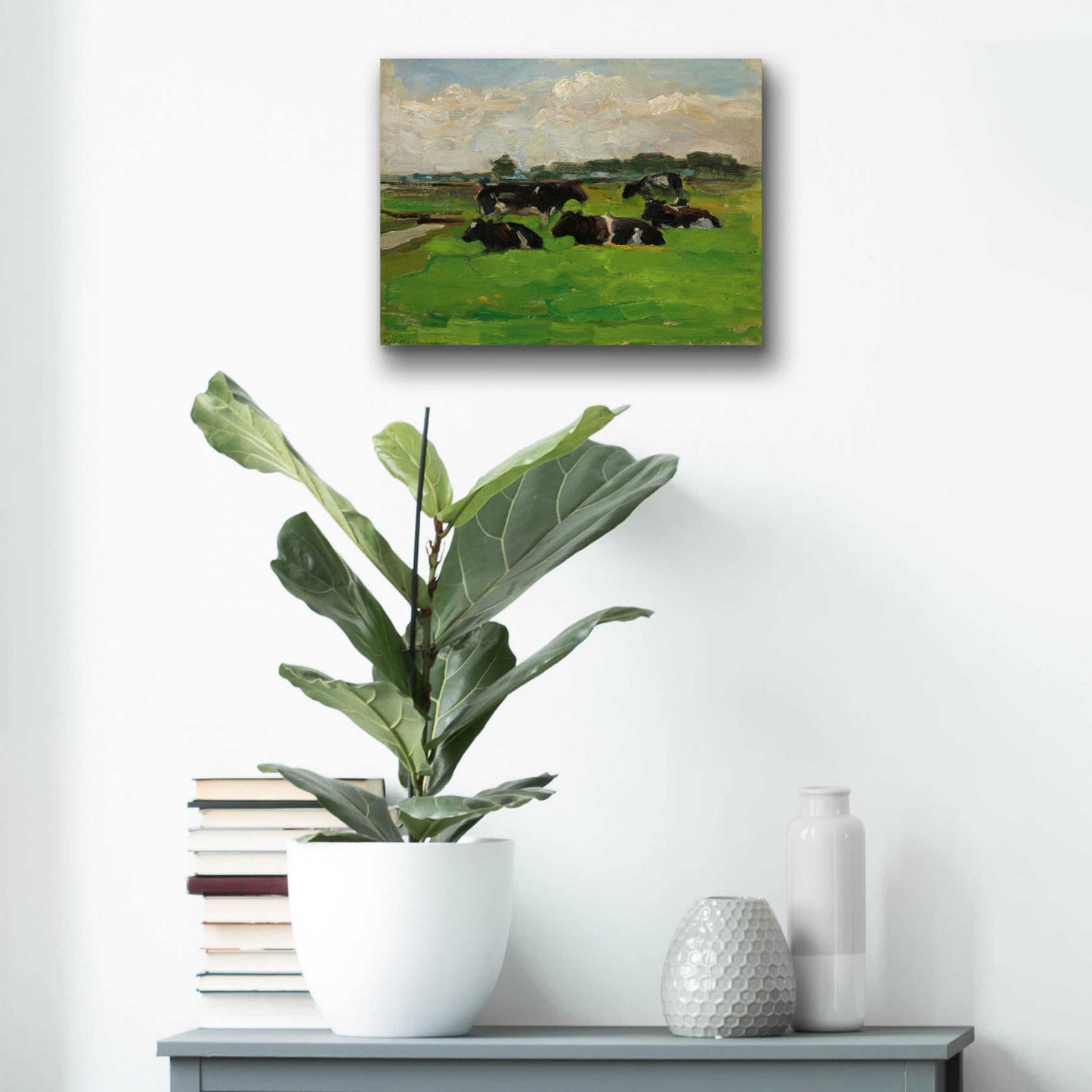 Epic Art 'Landscape With Group Of Five Cows, 1901-02' by Piet Mondrian, Acrylic Glass Wall Art,16x12