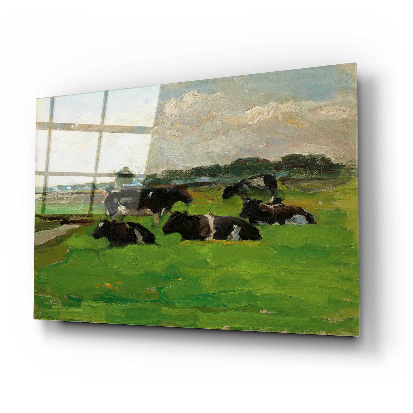 Epic Art 'Landscape With Group Of Five Cows, 1901-02' by Piet Mondrian, Acrylic Glass Wall Art,24x16