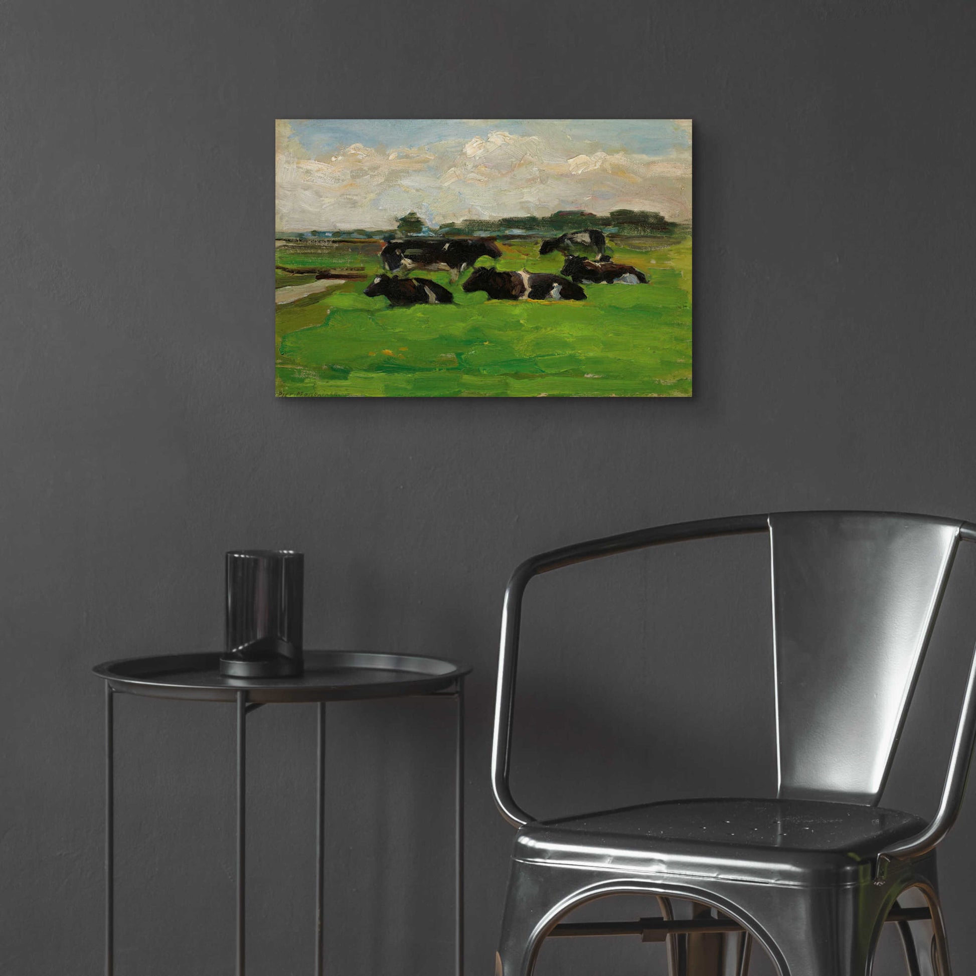 Epic Art 'Landscape With Group Of Five Cows, 1901-02' by Piet Mondrian, Acrylic Glass Wall Art,24x16