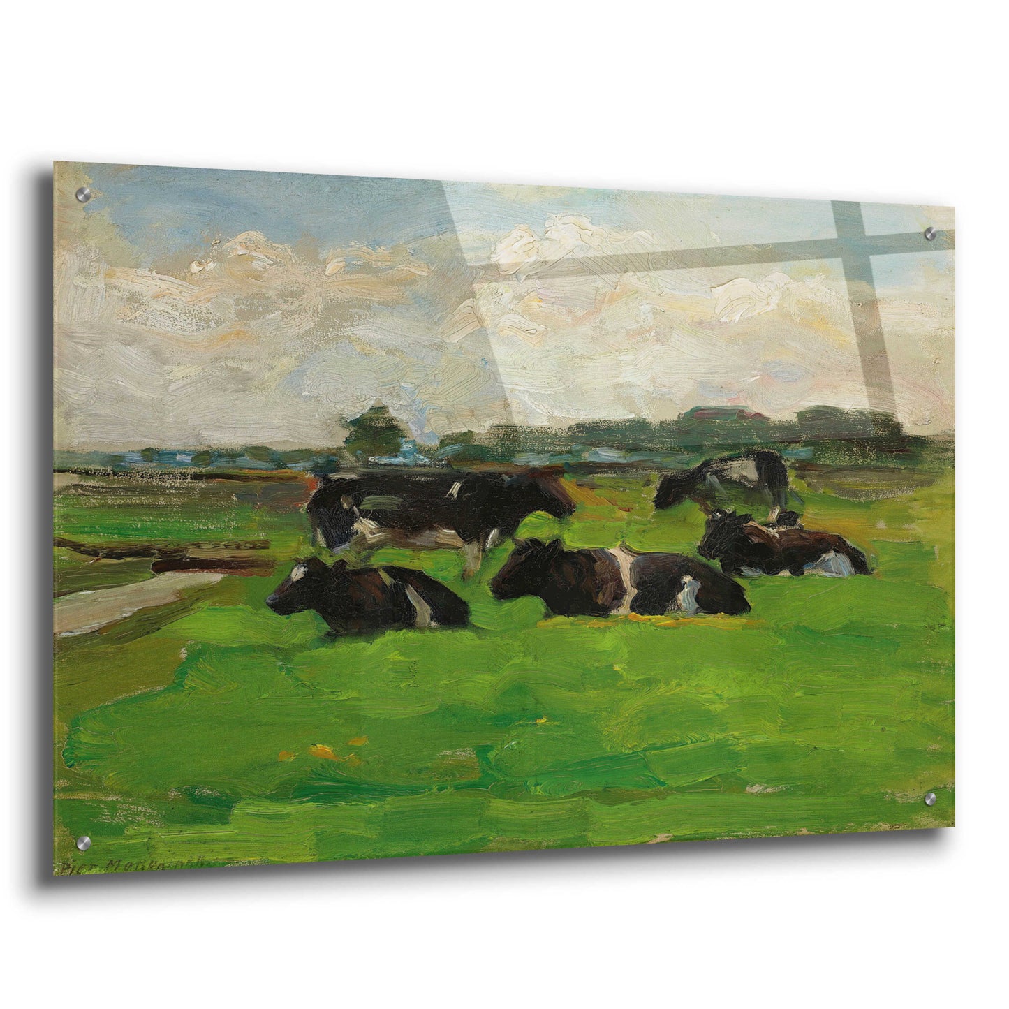 Epic Art 'Landscape With Group Of Five Cows, 1901-02' by Piet Mondrian, Acrylic Glass Wall Art,36x24