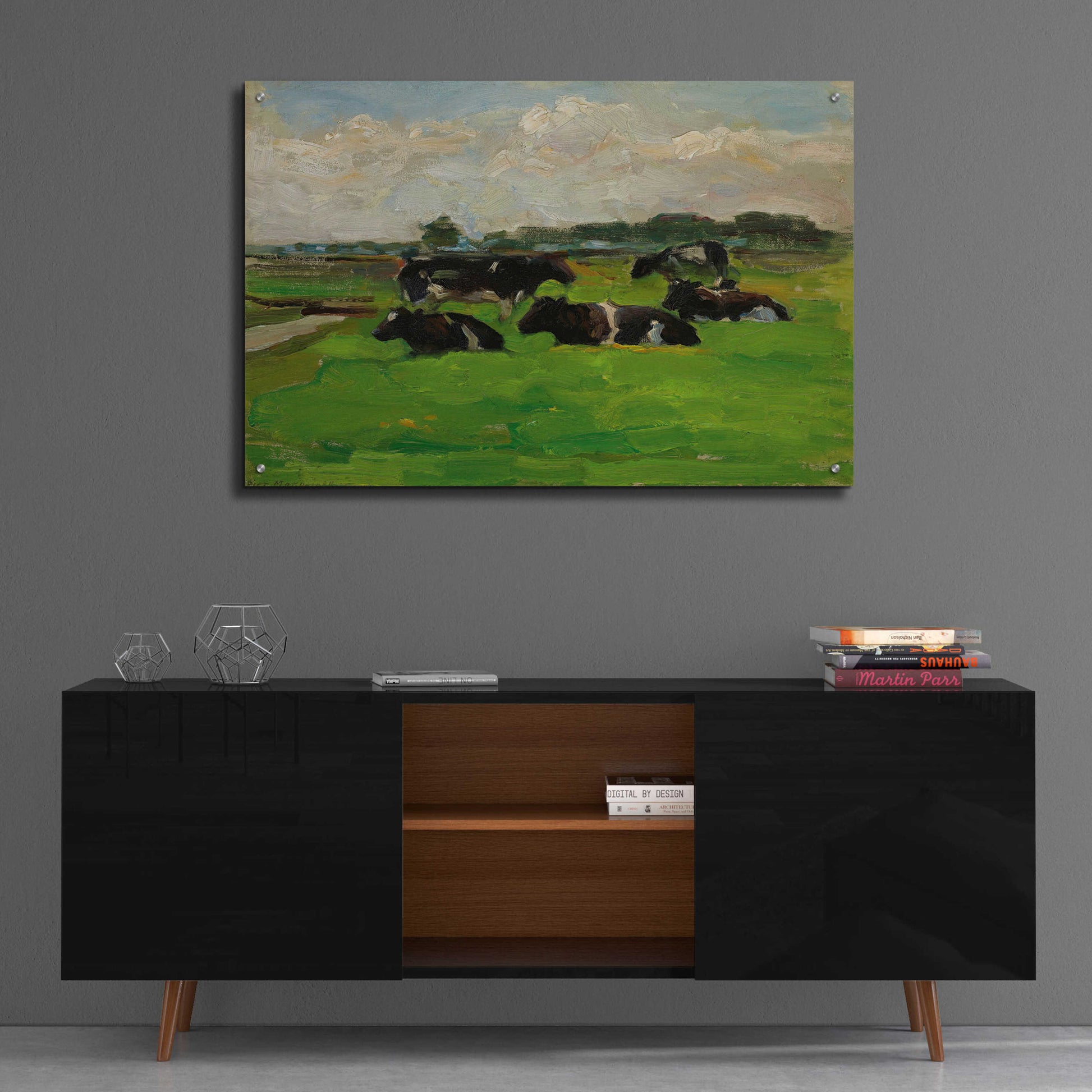 Epic Art 'Landscape With Group Of Five Cows, 1901-02' by Piet Mondrian, Acrylic Glass Wall Art,36x24