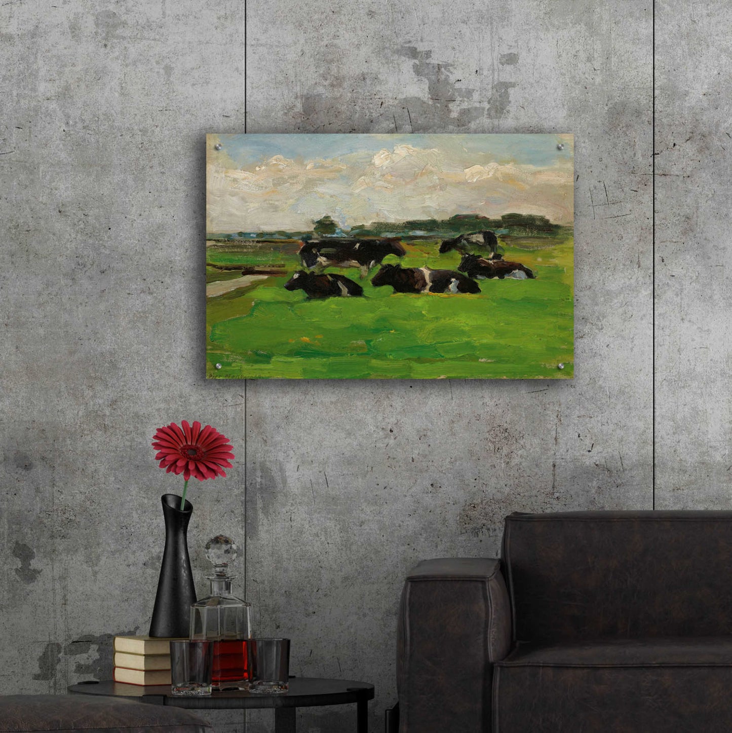 Epic Art 'Landscape With Group Of Five Cows, 1901-02' by Piet Mondrian, Acrylic Glass Wall Art,36x24