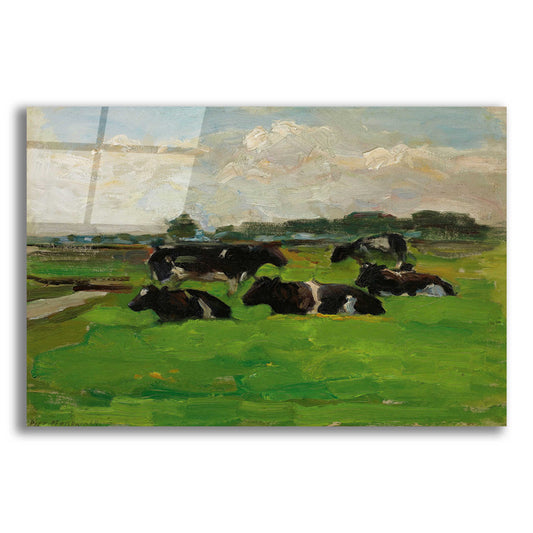 Epic Art 'Landscape With Group Of Five Cows, 1901-02' by Piet Mondrian, Acrylic Glass Wall Art