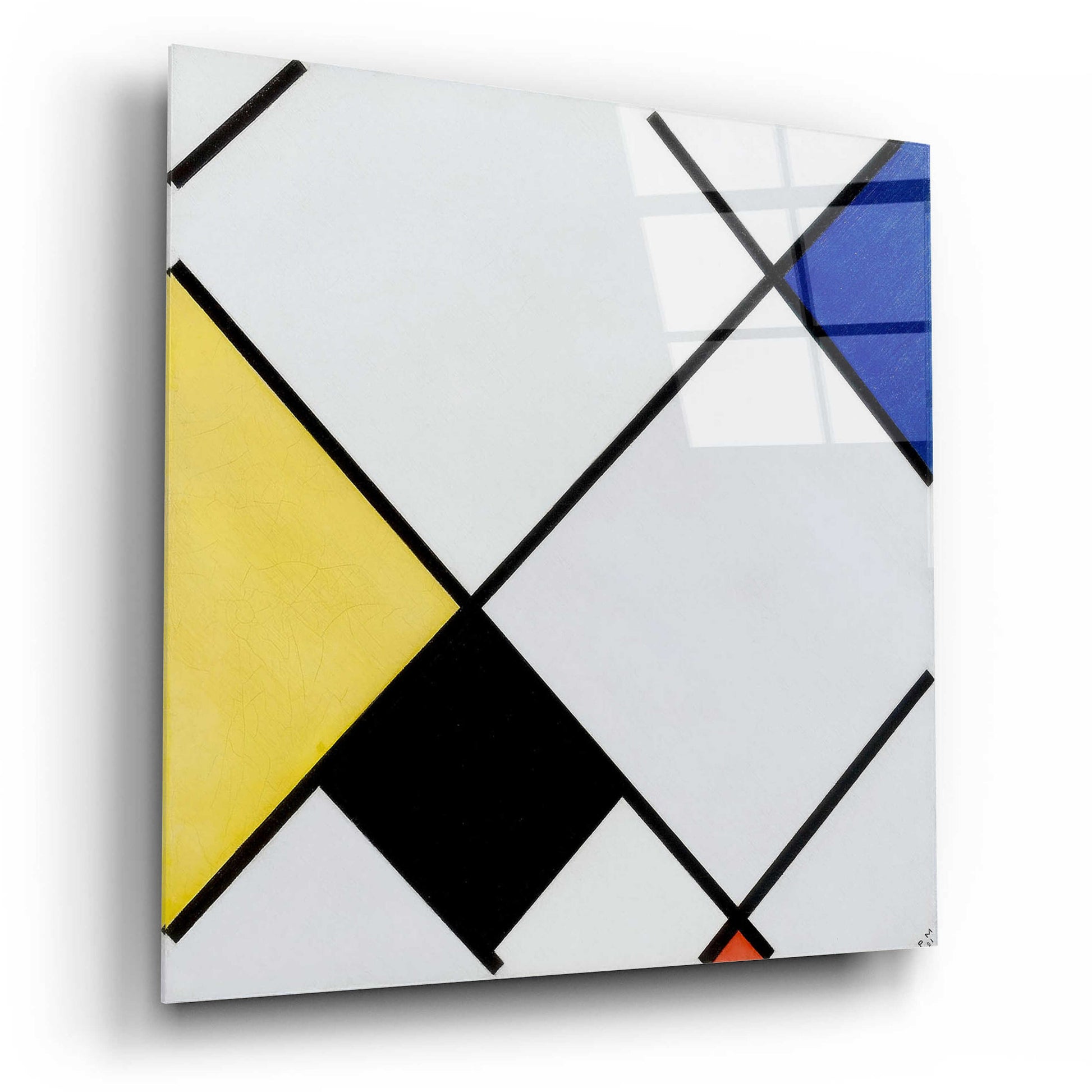 Epic Art 'Lozenge Composition with Yellow, Black, Blue, Red, and Gray, 1921' by Piet Mondrian, Acrylic Glass Wall Art,12x12